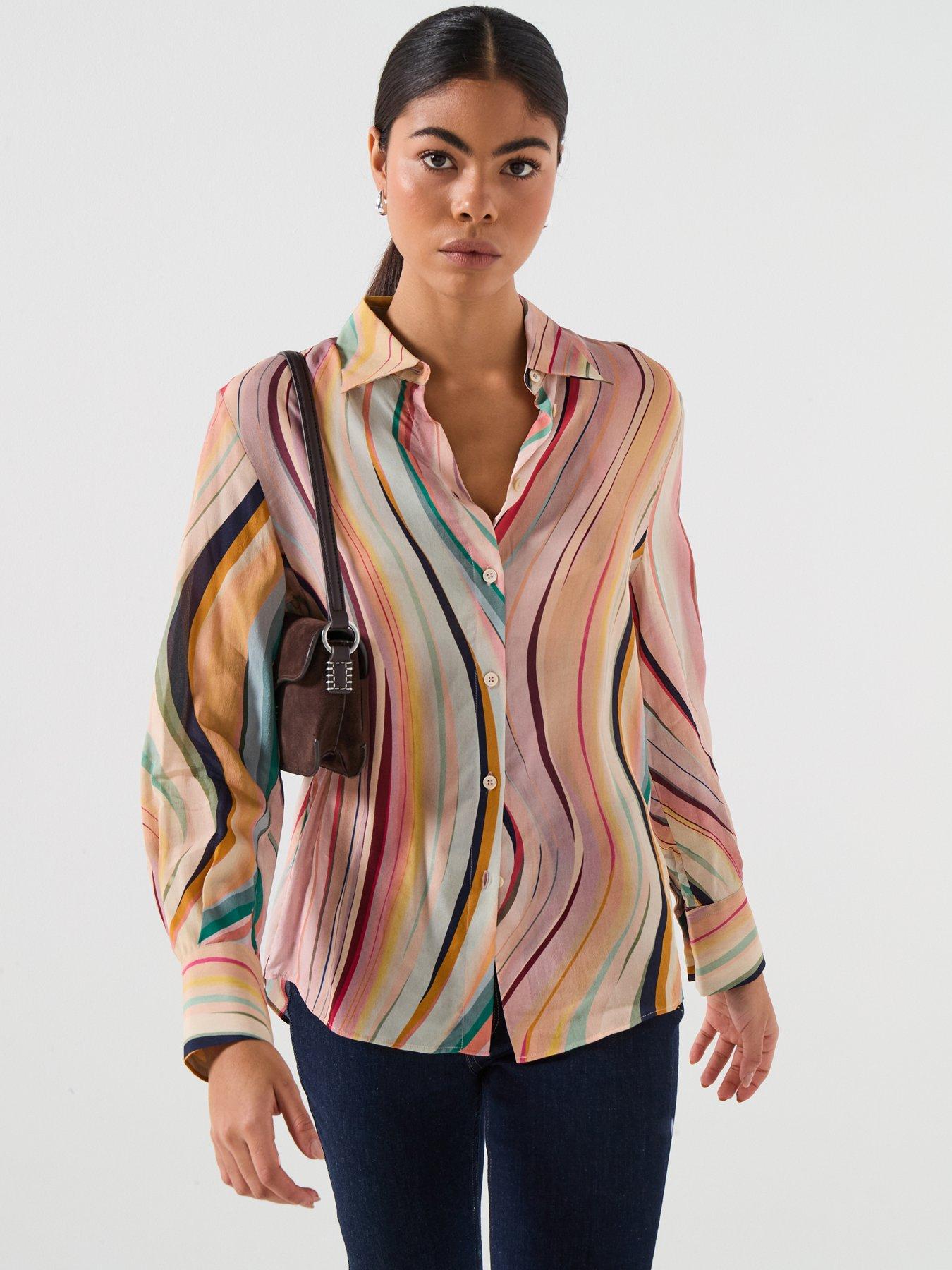 PS PAUL SMITH Womens Silk Blend Swirl Print Shirt - Dusky Swirl