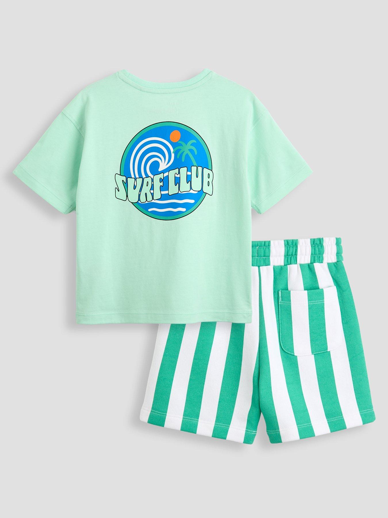 Image 2 of 4 of The Very Collection Boys Surf Club Back Graphic Short Set - Green
