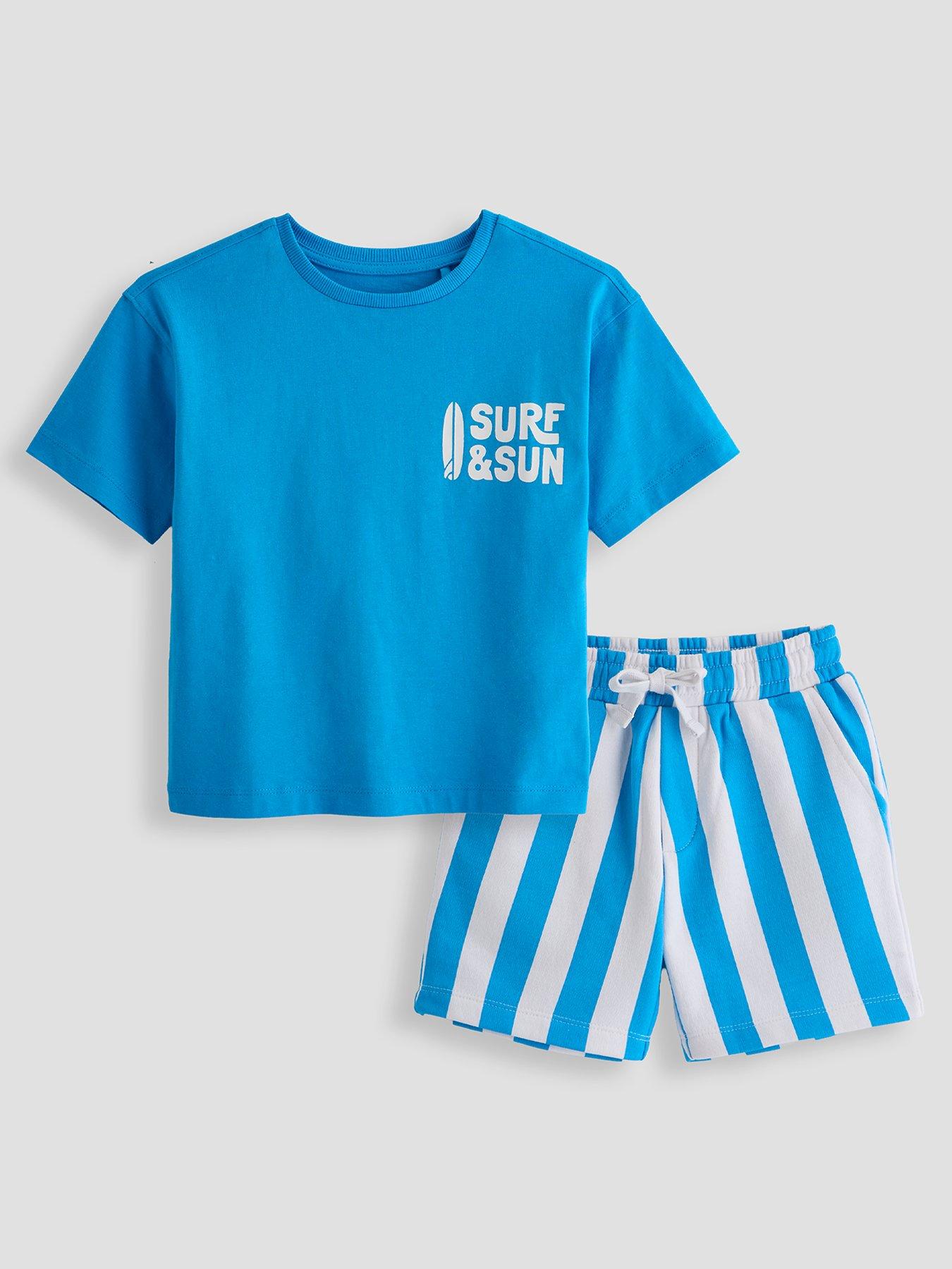 The Very Collection Boys Surf And Sun Graphic T-Shirt  &  Short Set - Blue