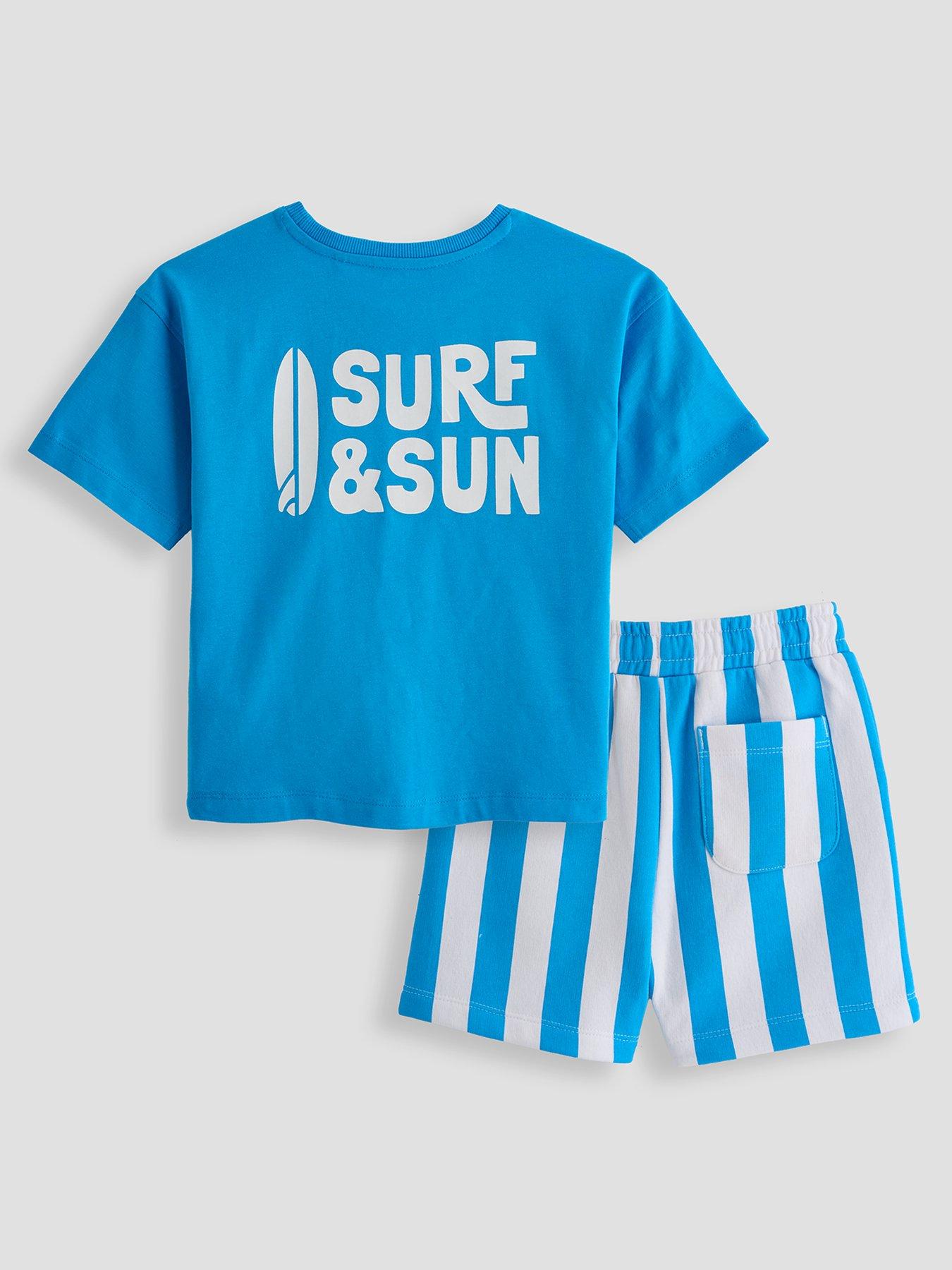 Image 2 of 5 of The Very Collection Boys Surf And Sun Graphic T-Shirt &amp; Short Set - Blue