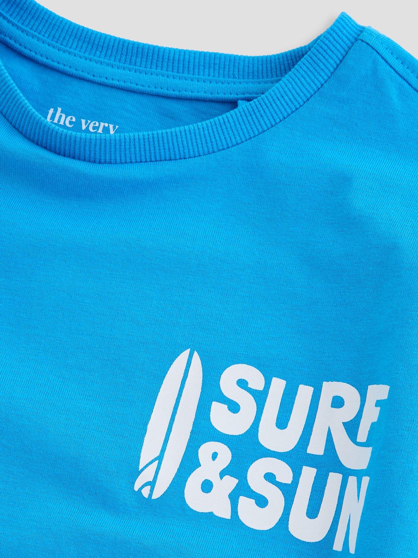 Image 3 of 5 of The Very Collection Boys Surf And Sun Graphic T-Shirt &amp; Short Set - Blue