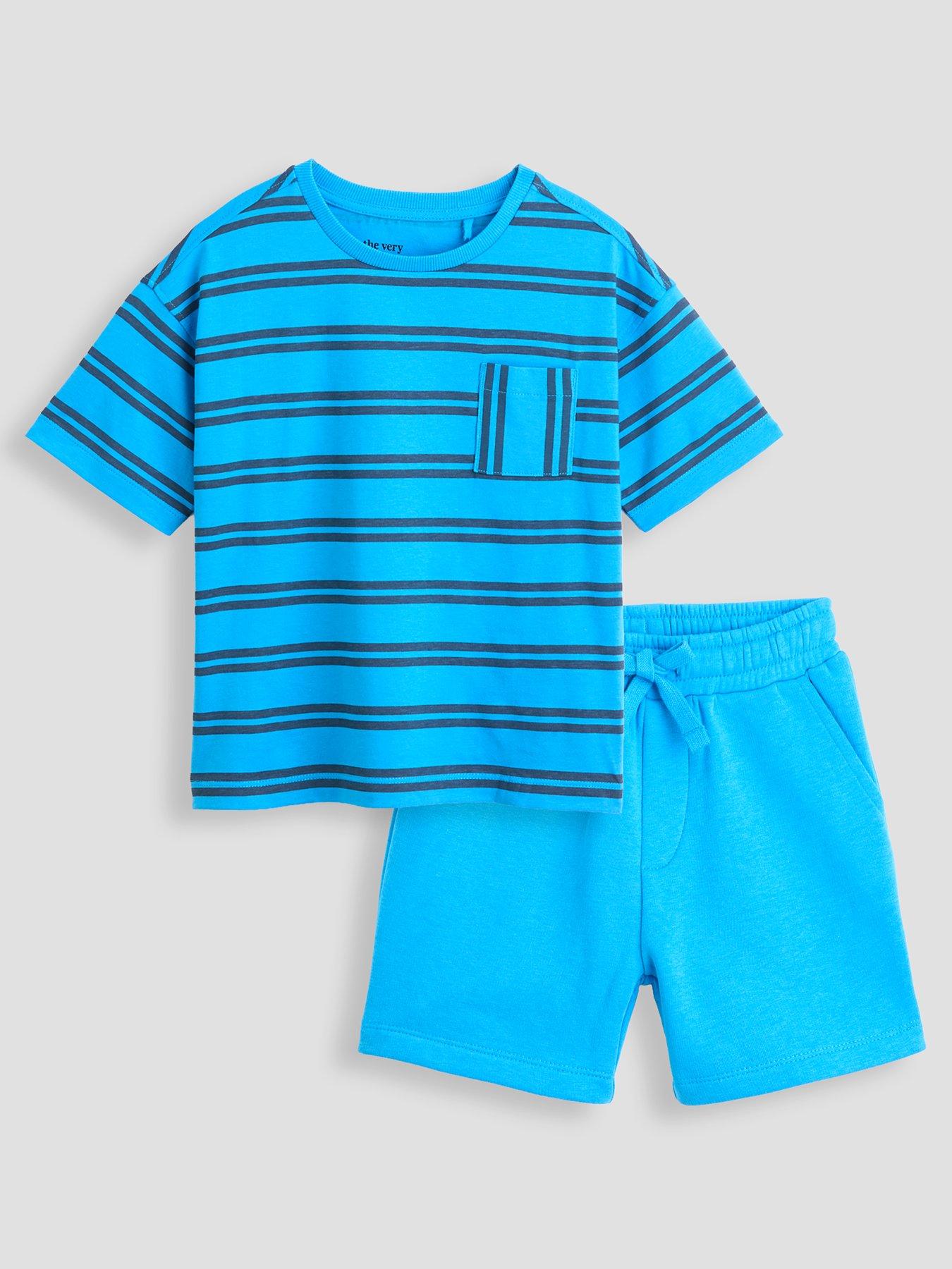 The Very Collection Boys Stripe T-shirt And Short Set - Blue