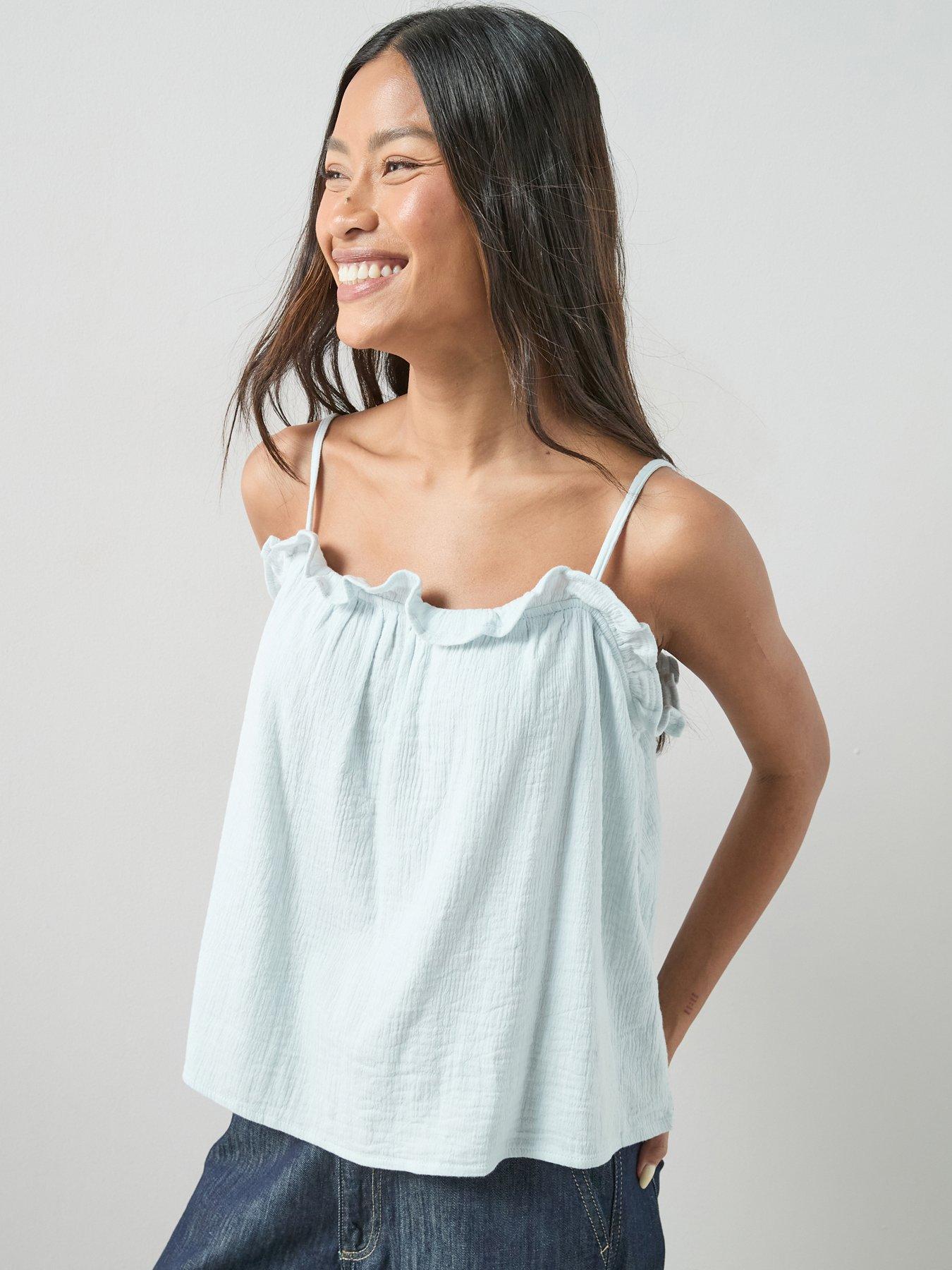  image of the-very-collection-crinkle-cami-blue