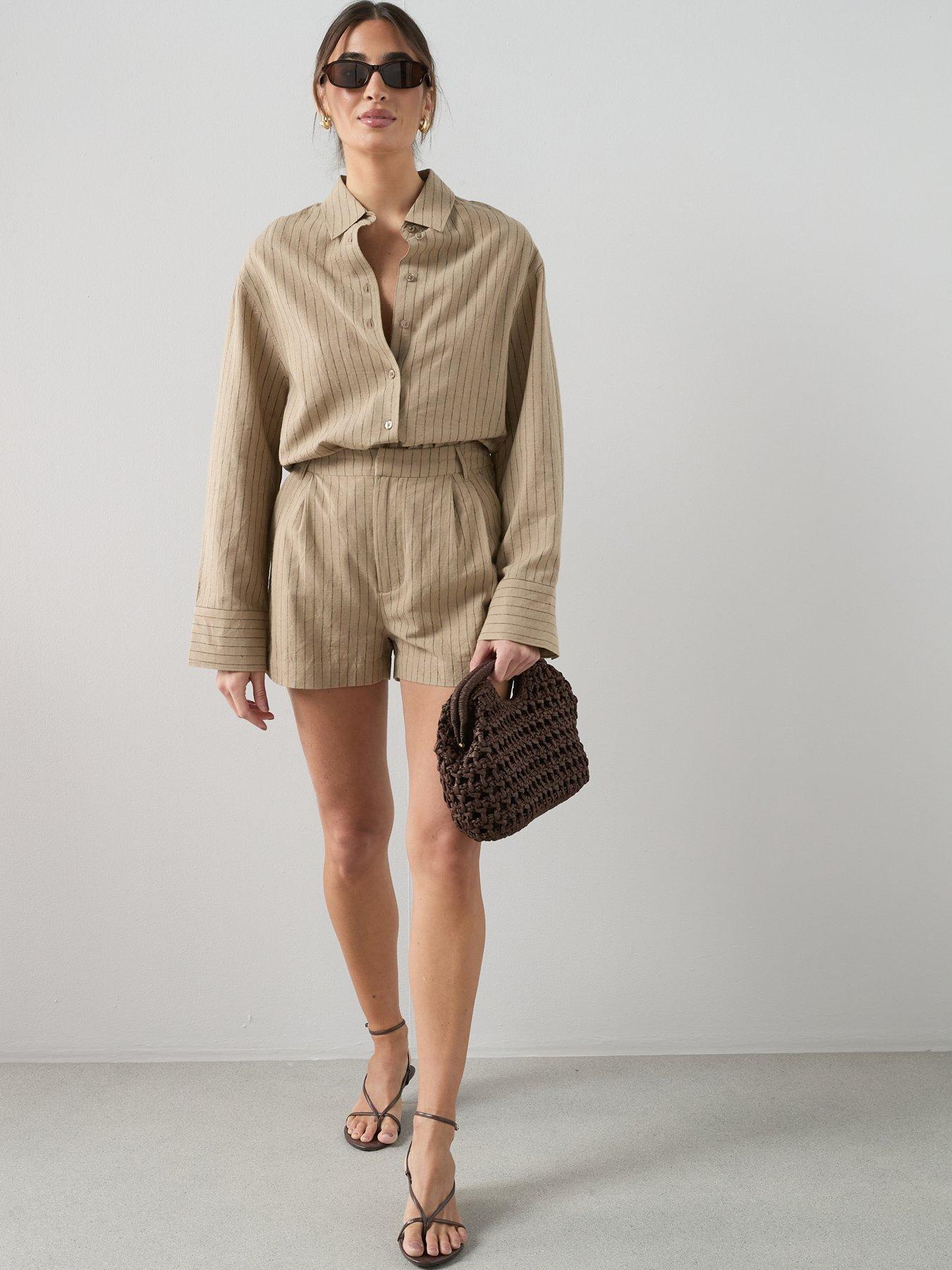 Image 5 of 6 of The Very Collection Linen Blend Pinstripe Oversized Shirt