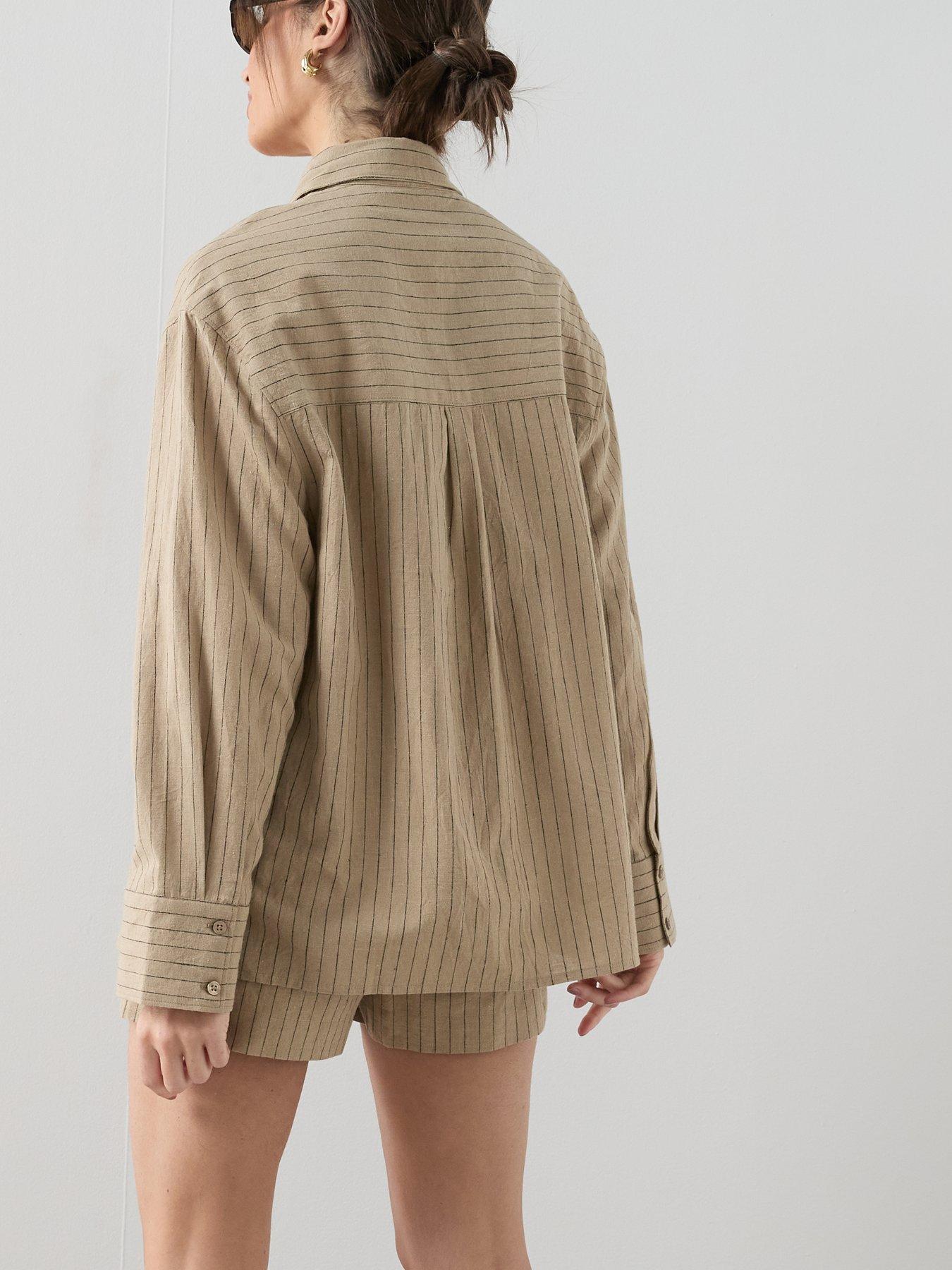 Image 6 of 6 of The Very Collection Linen Blend Pinstripe Oversized Shirt