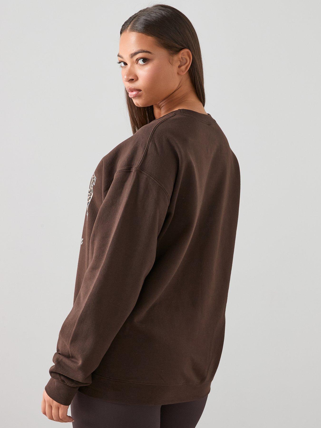 stillFront image of the-very-collection-curve-animal-slogan-sweat-brown