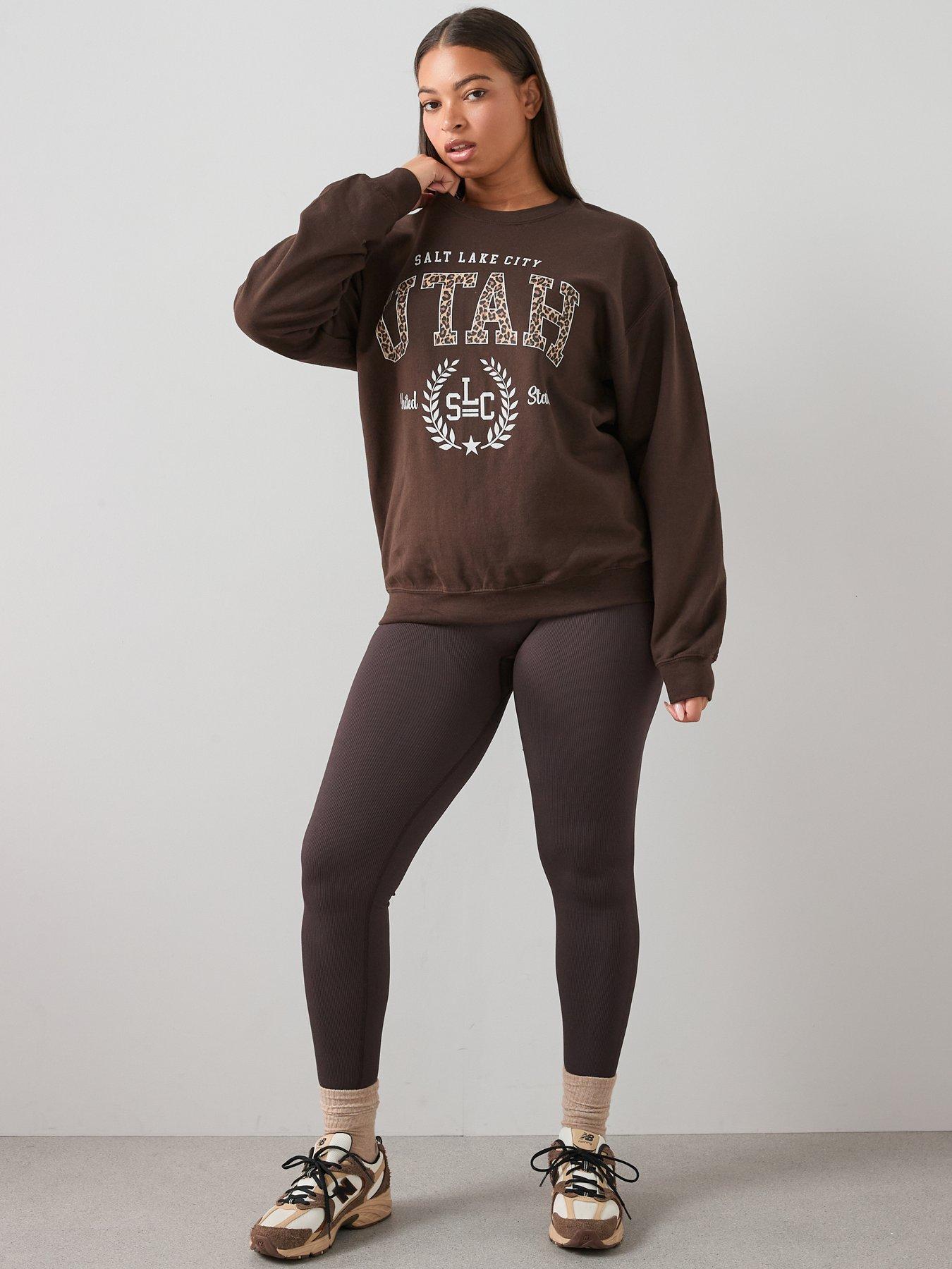  image of the-very-collection-curve-animal-slogan-sweat-brown