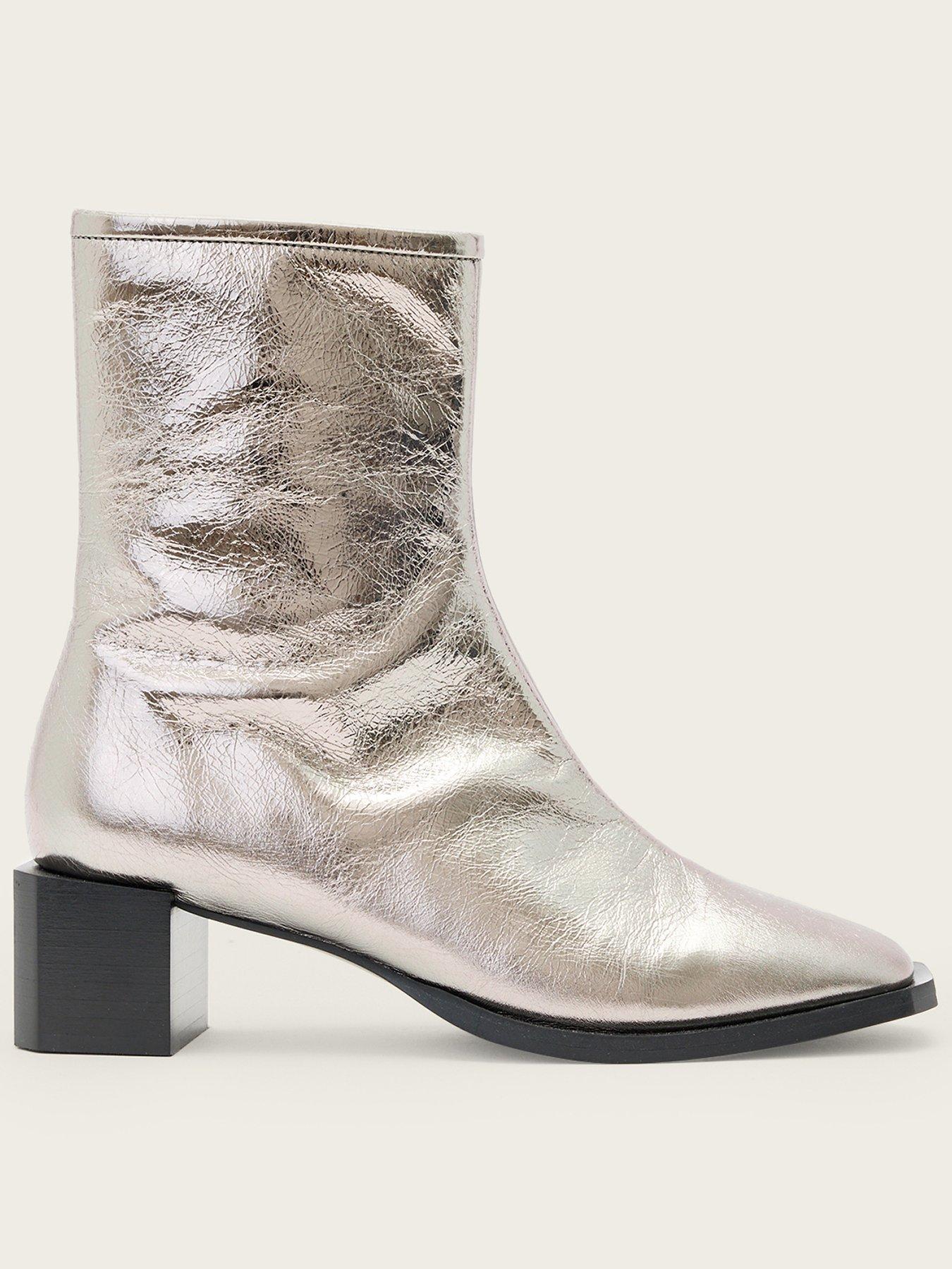 AllSaints Avril Metallic Boot - Silver