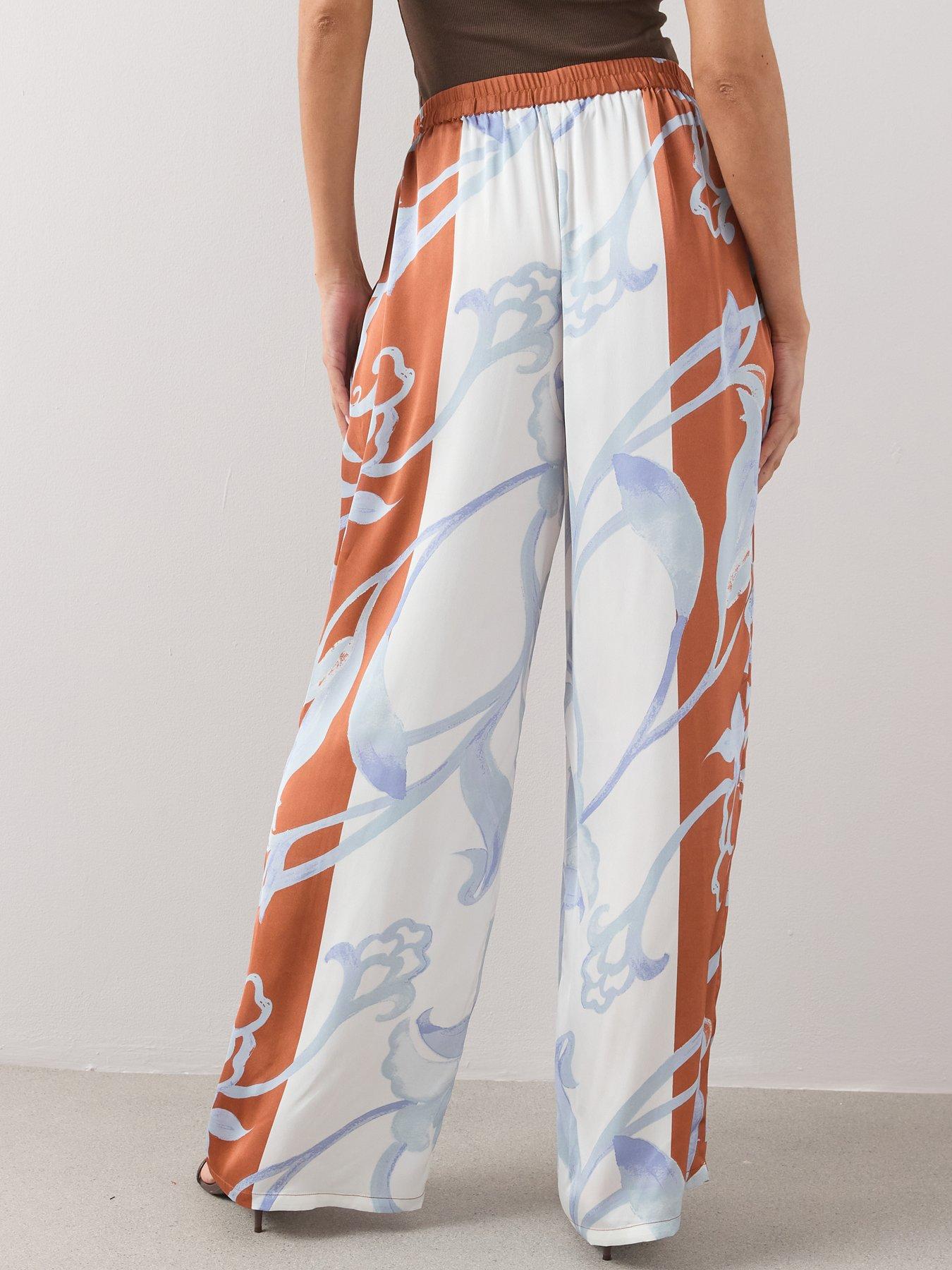Image 2 of 7 of The Very Collection Printed Satin Wide Leg Trouser Co-ord - Multi