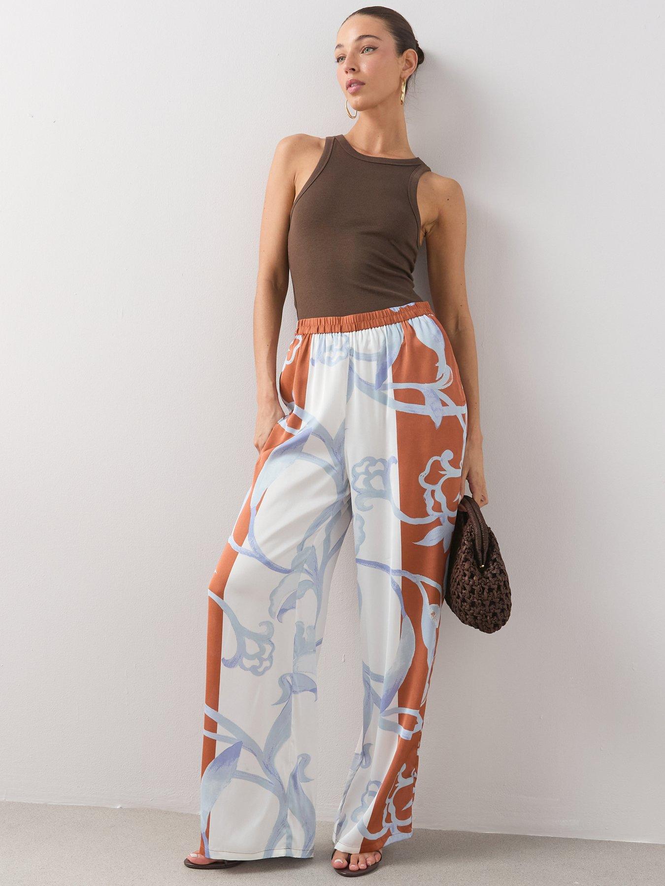 Image 5 of 7 of The Very Collection Printed Satin Wide Leg Trouser Co-ord - Multi