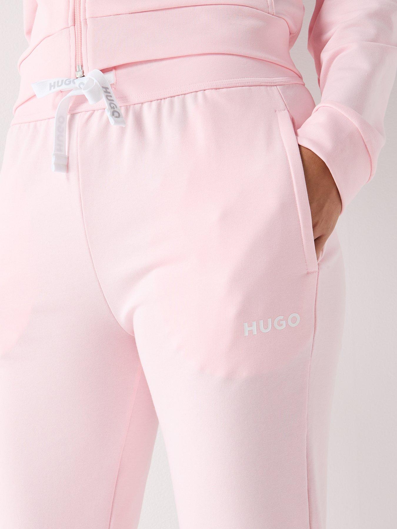  image of hugo-cuffed-drawstring-joggers-pink