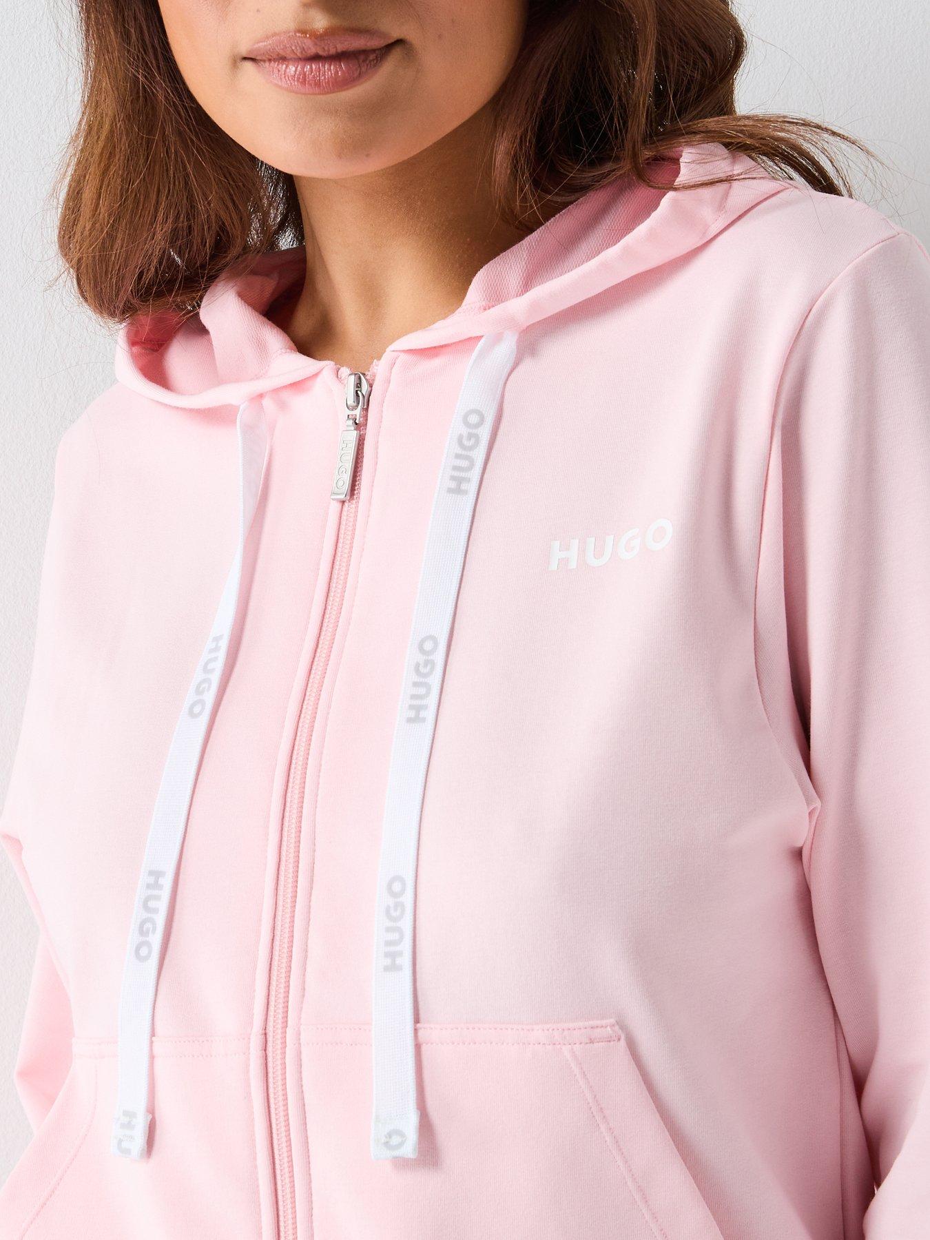 Image 4 of 5 of HUGO Drawstring Zip Up Hoodie - Pink