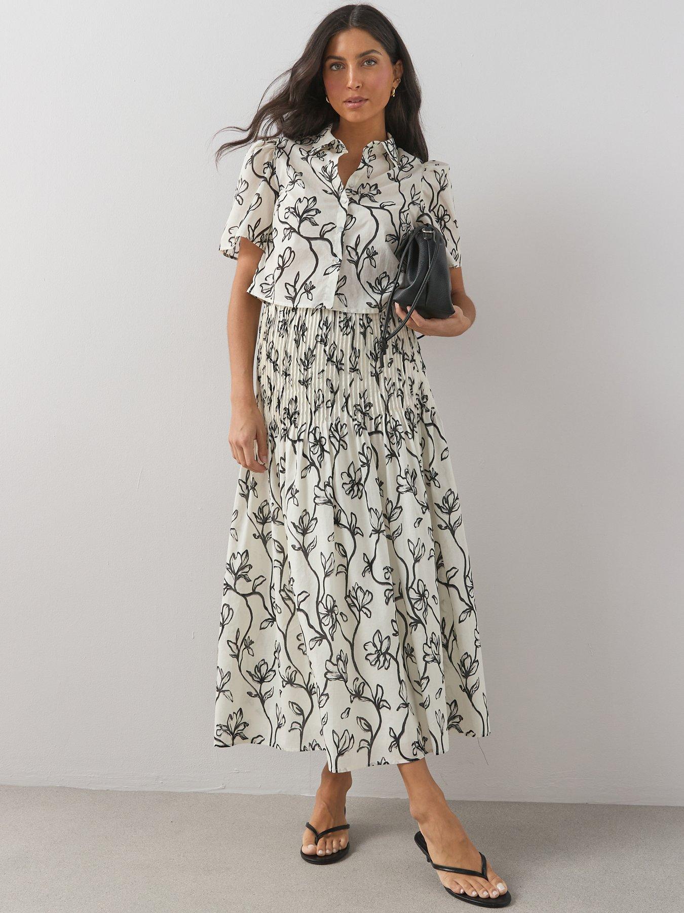 The Very Collection Floral Print Pintuck Poplin Co-ord Full Skirt