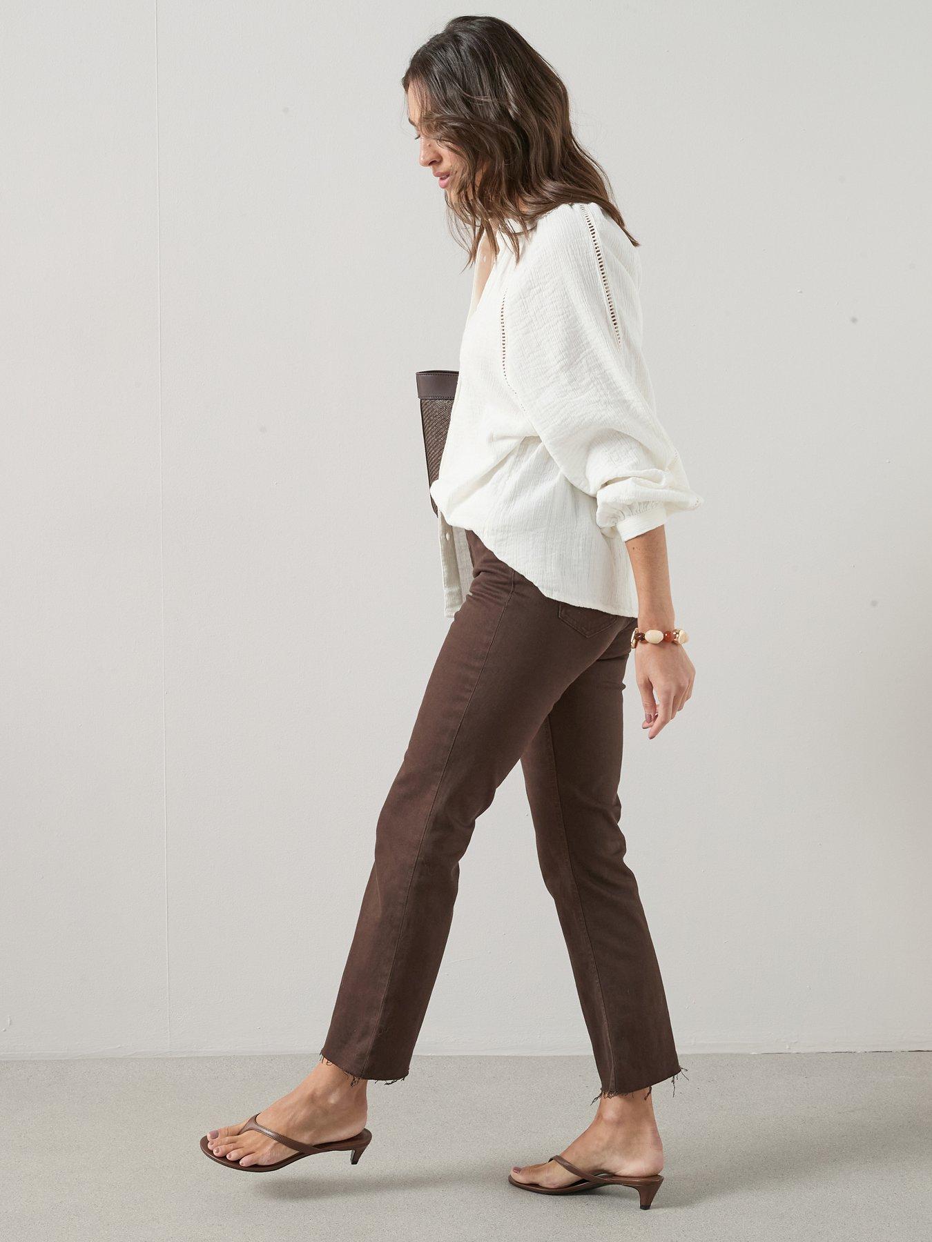  image of the-very-collection-ladder-insert-crinkle-blouse-white