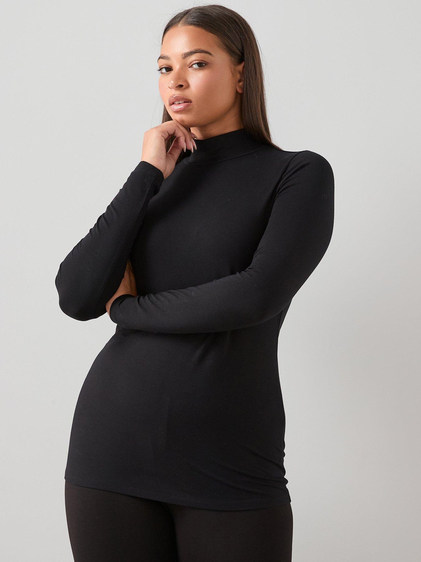  image of the-very-collection-curve-turtle-neck-long-sleeve-top-black