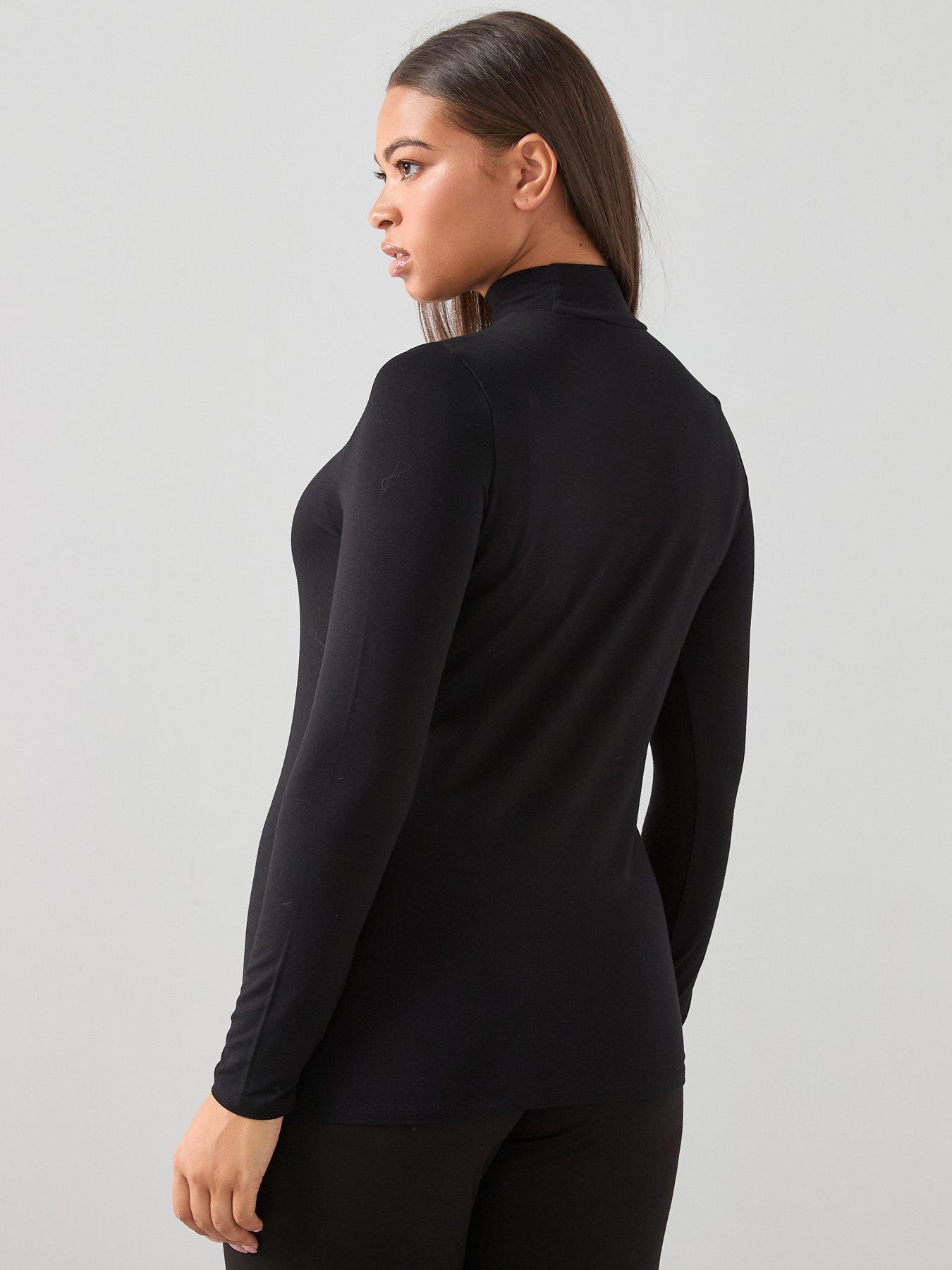 stillFront image of the-very-collection-curve-turtle-neck-long-sleeve-top-black