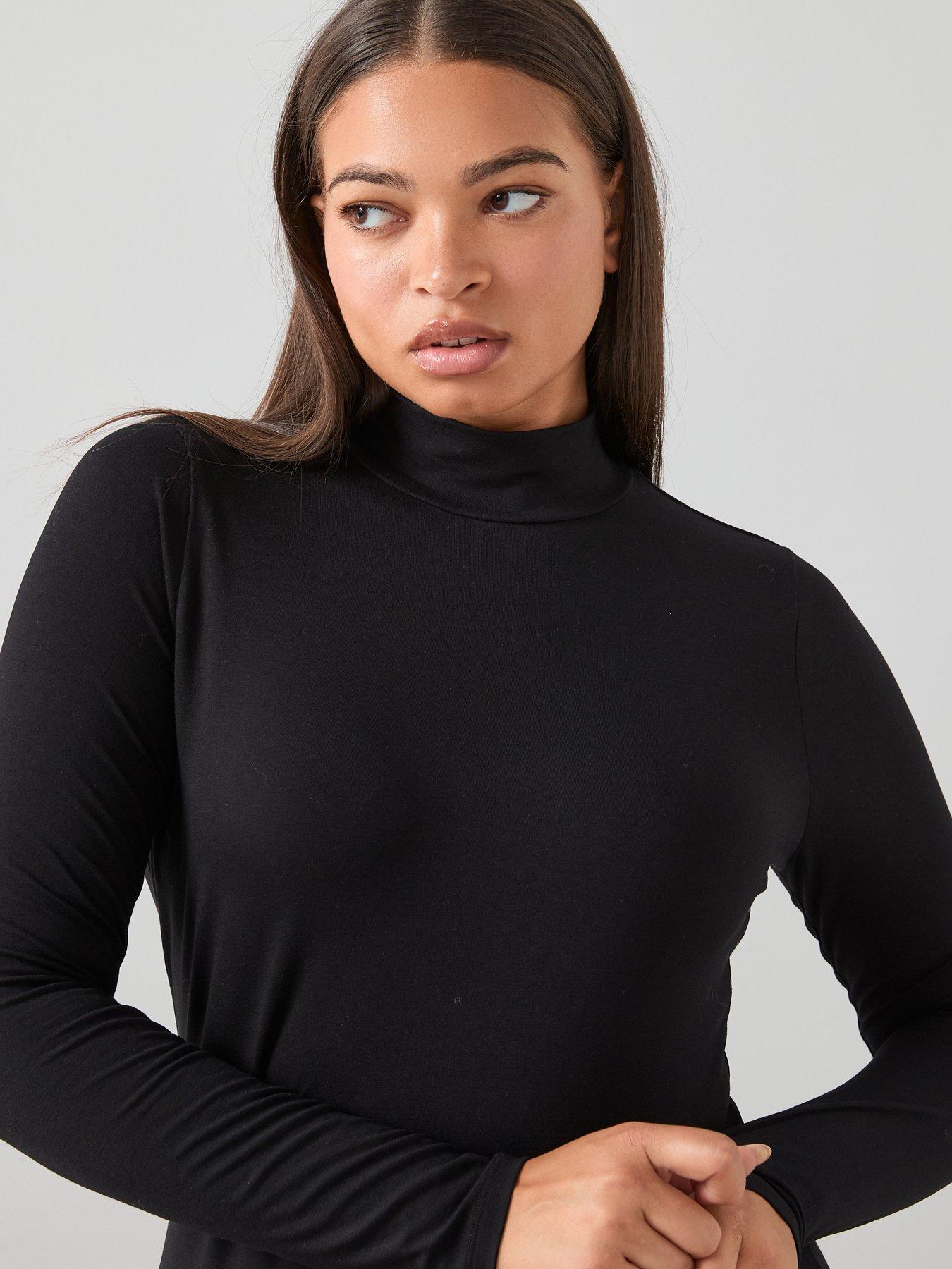  image of the-very-collection-curve-turtle-neck-long-sleeve-top-black