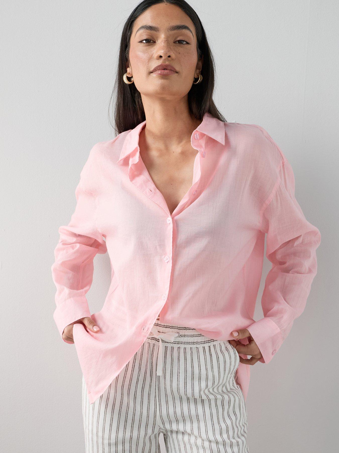 The Very Collection Oversized Rami Lightweight Shirt - Pink