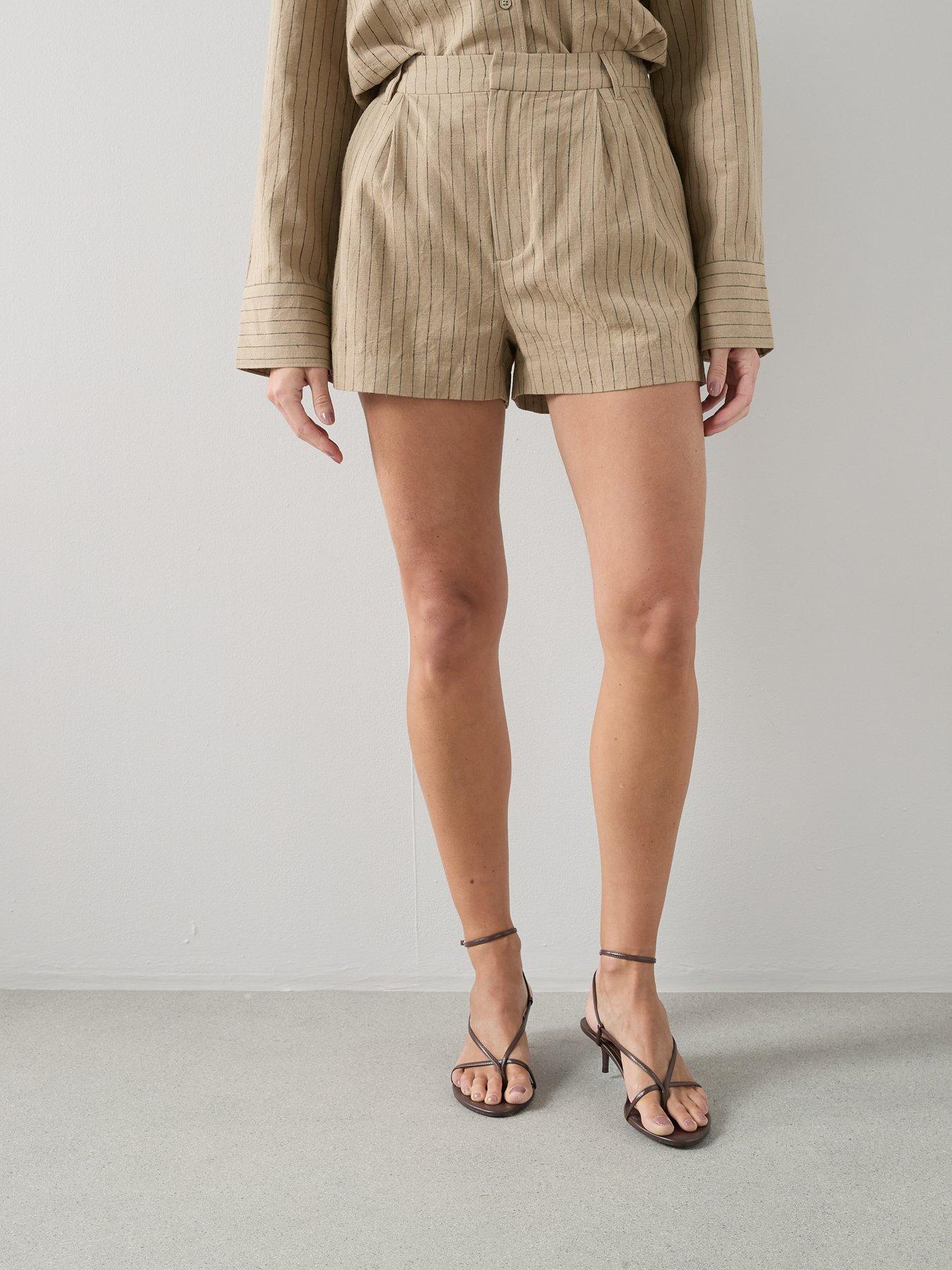 Image 3 of 6 of The Very Collection Tailored Pinstripe Linen Blend Shorts
