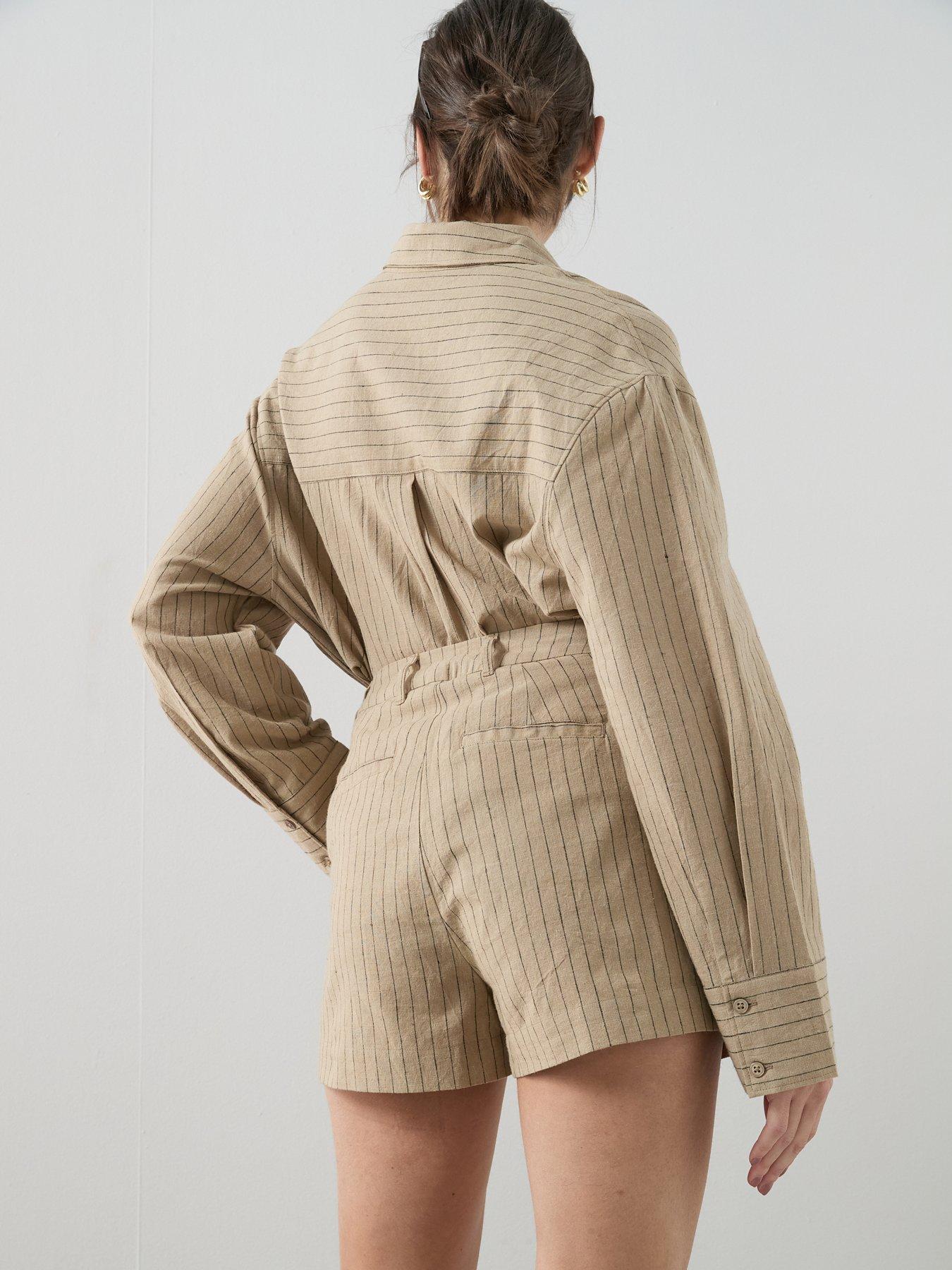 Image 5 of 6 of The Very Collection Tailored Pinstripe Linen Blend Shorts