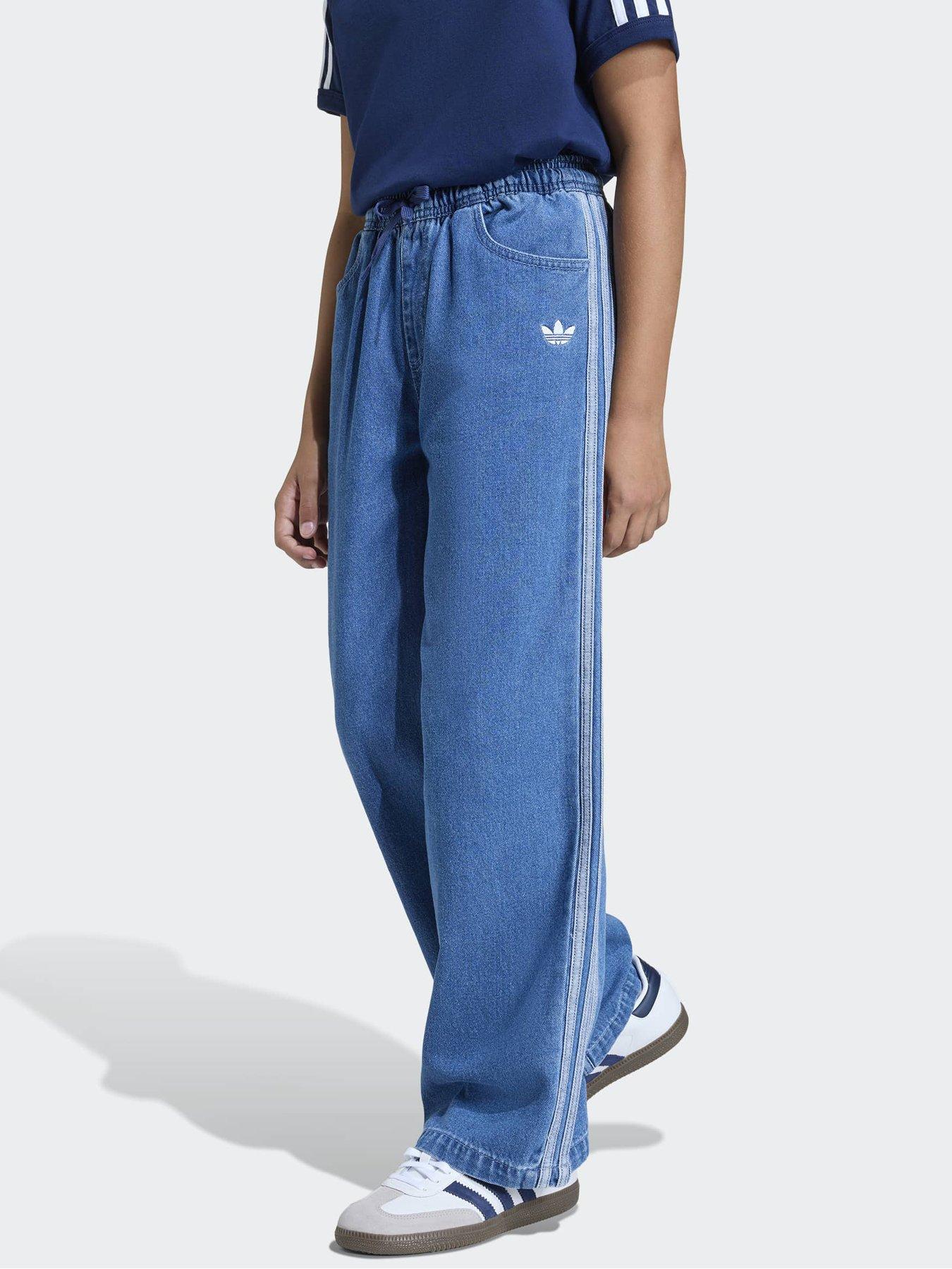 adidas Originals Junior Unisex Firebird Denim Tracksuit Pants - Blue