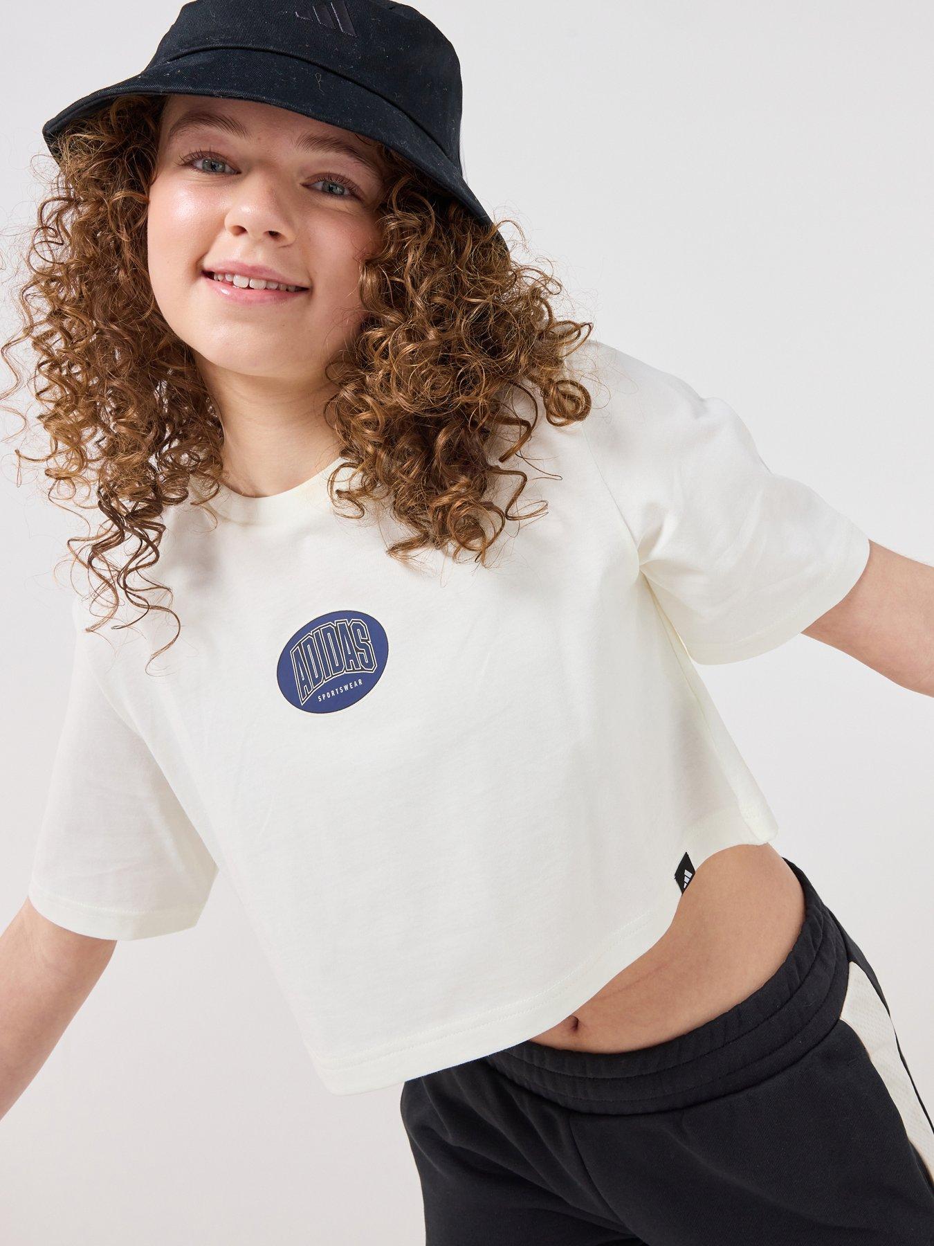 adidas Sportswear Junior Girls Stadium Graphic Cropped T-Shirt Junior - White