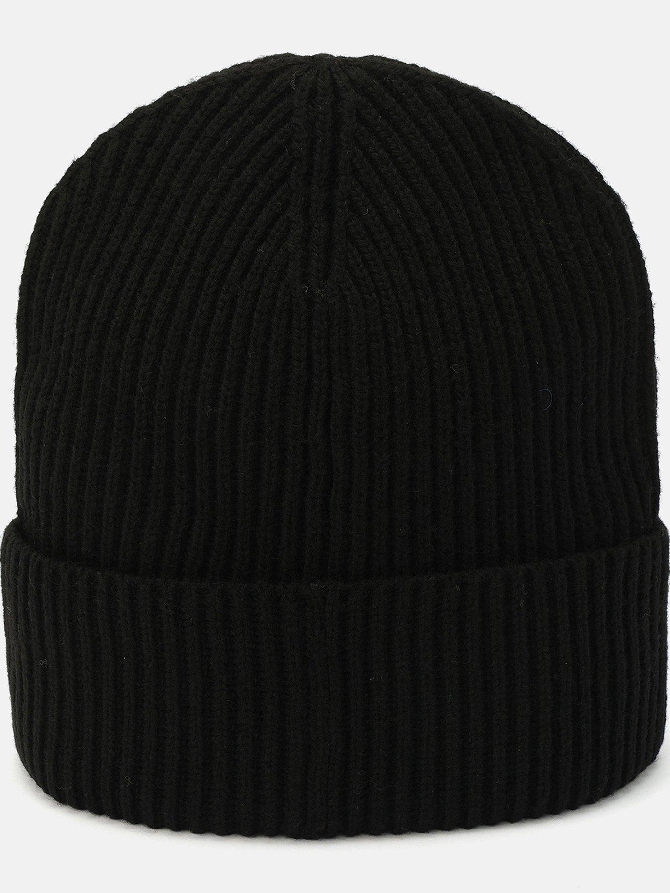 back image of allsaints-heart-logo-beanie-hat-black