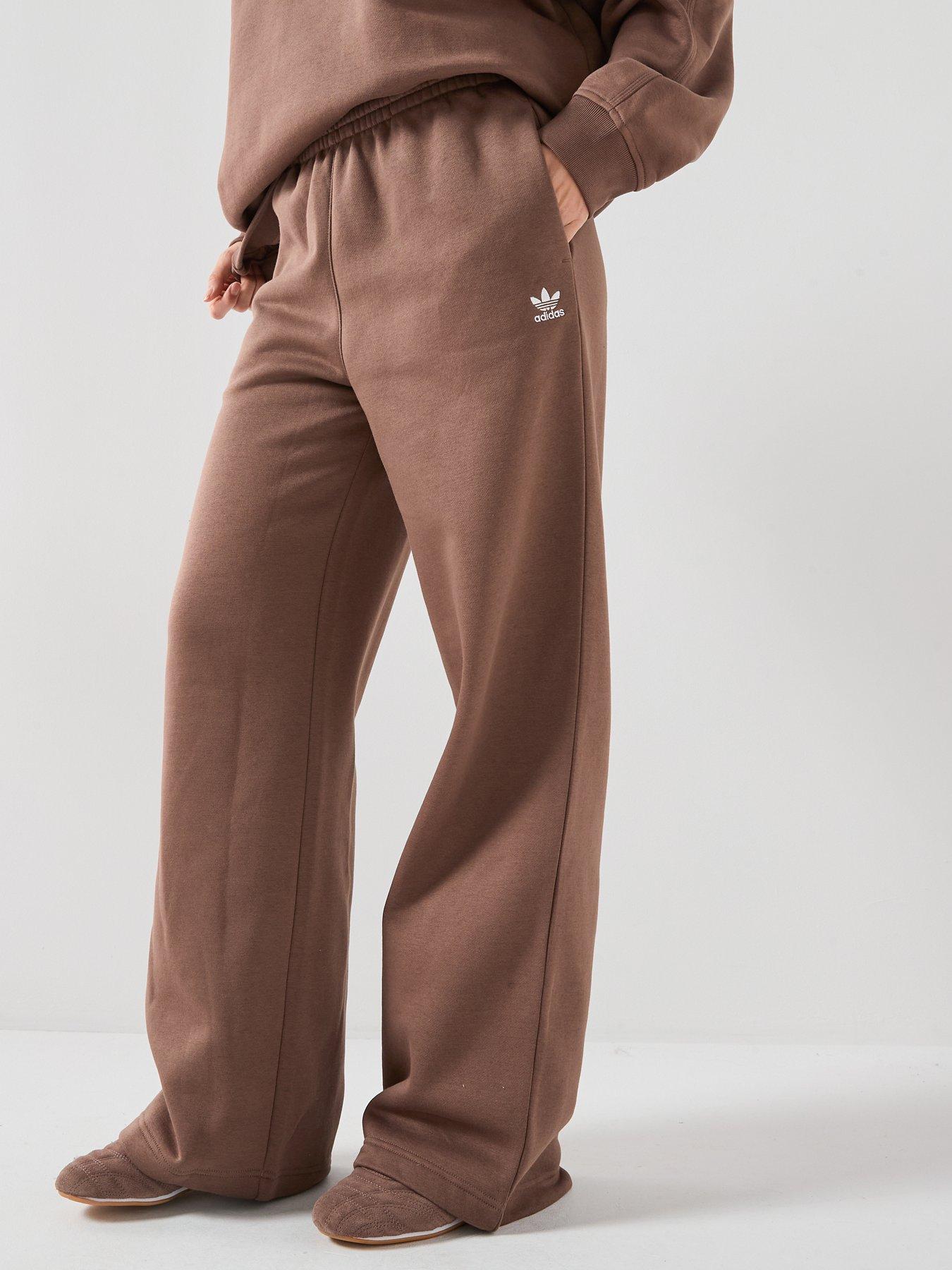 adidas-originals-womens-essentials-wide-leg-fleece-pants-brown