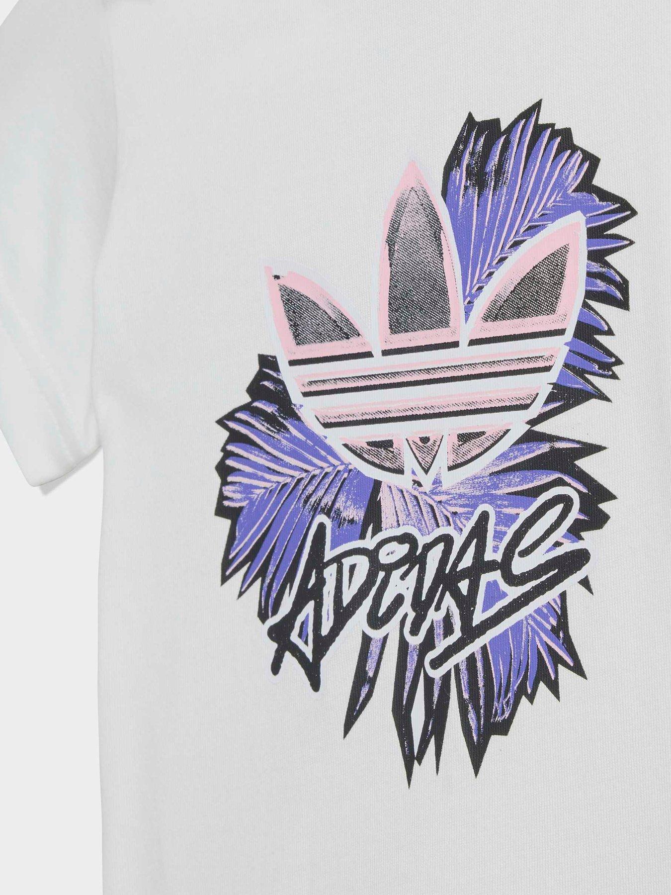 Image 5 of 7 of adidas Originals Infant Unisex Floral Printed Regular Short Tee Set - Purple