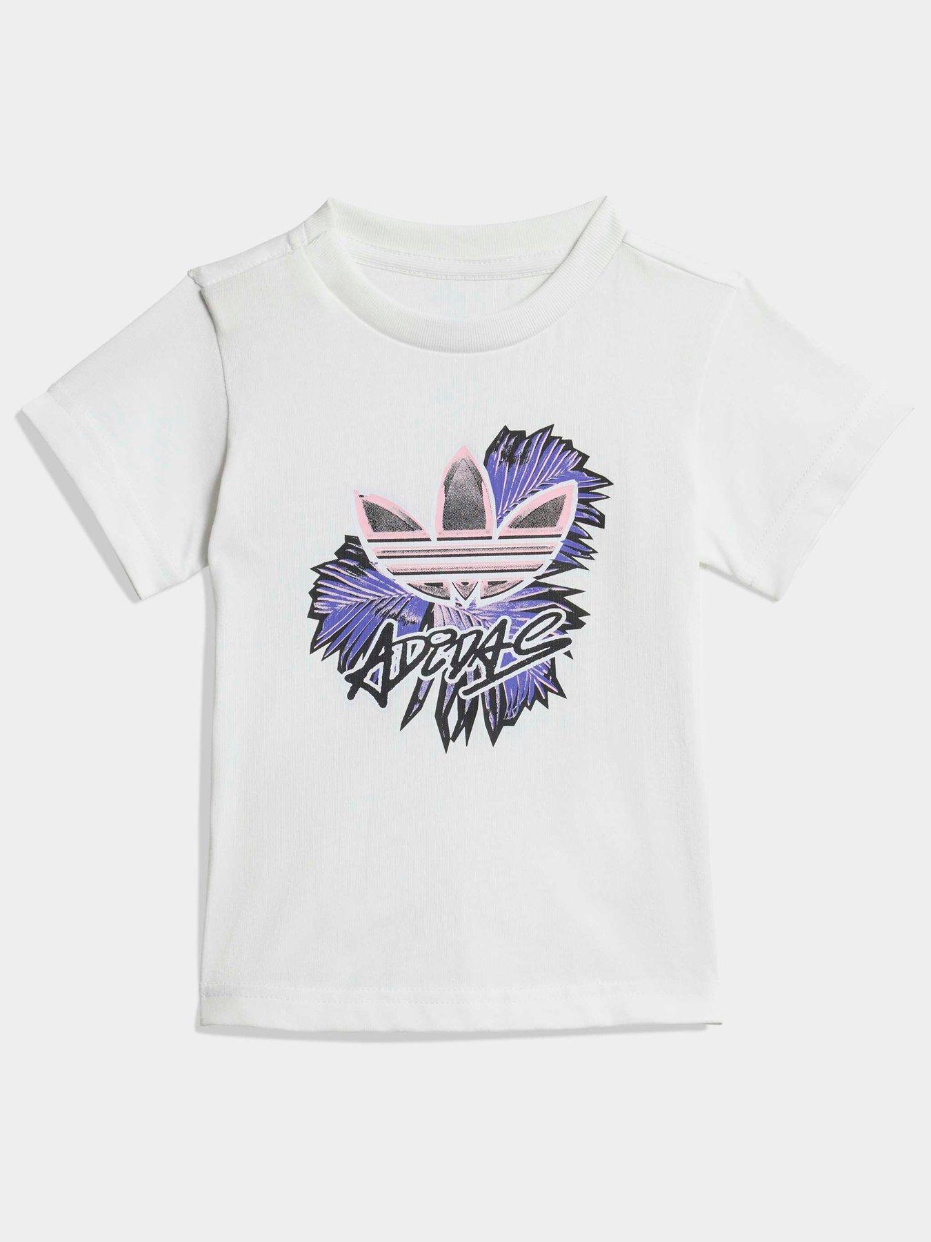 Image 7 of 7 of adidas Originals Infant Unisex Floral Printed Regular Short Tee Set - Purple