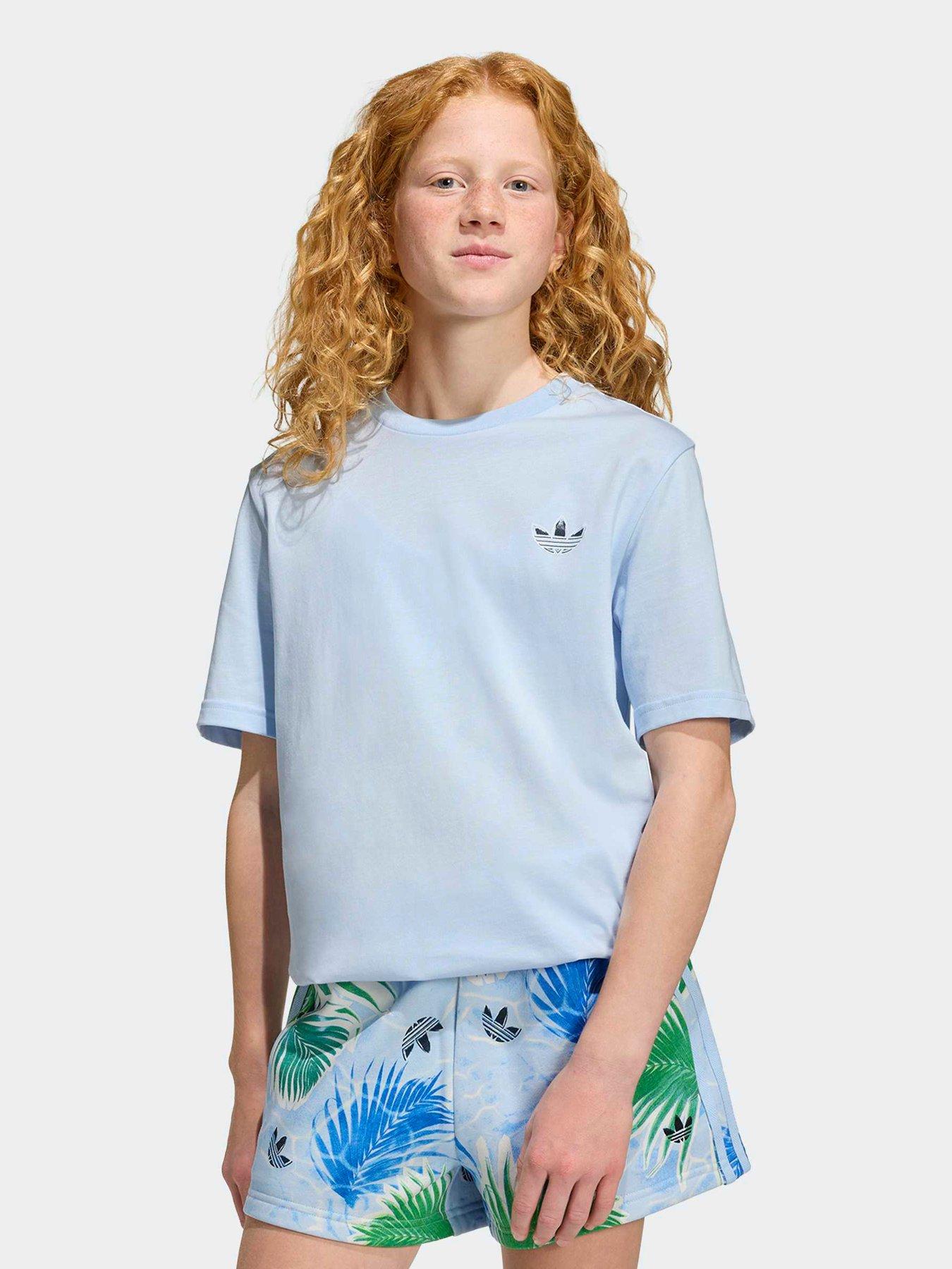 adidas Originals Junior Boys T-Shirt Graphic Floral Print - Blue