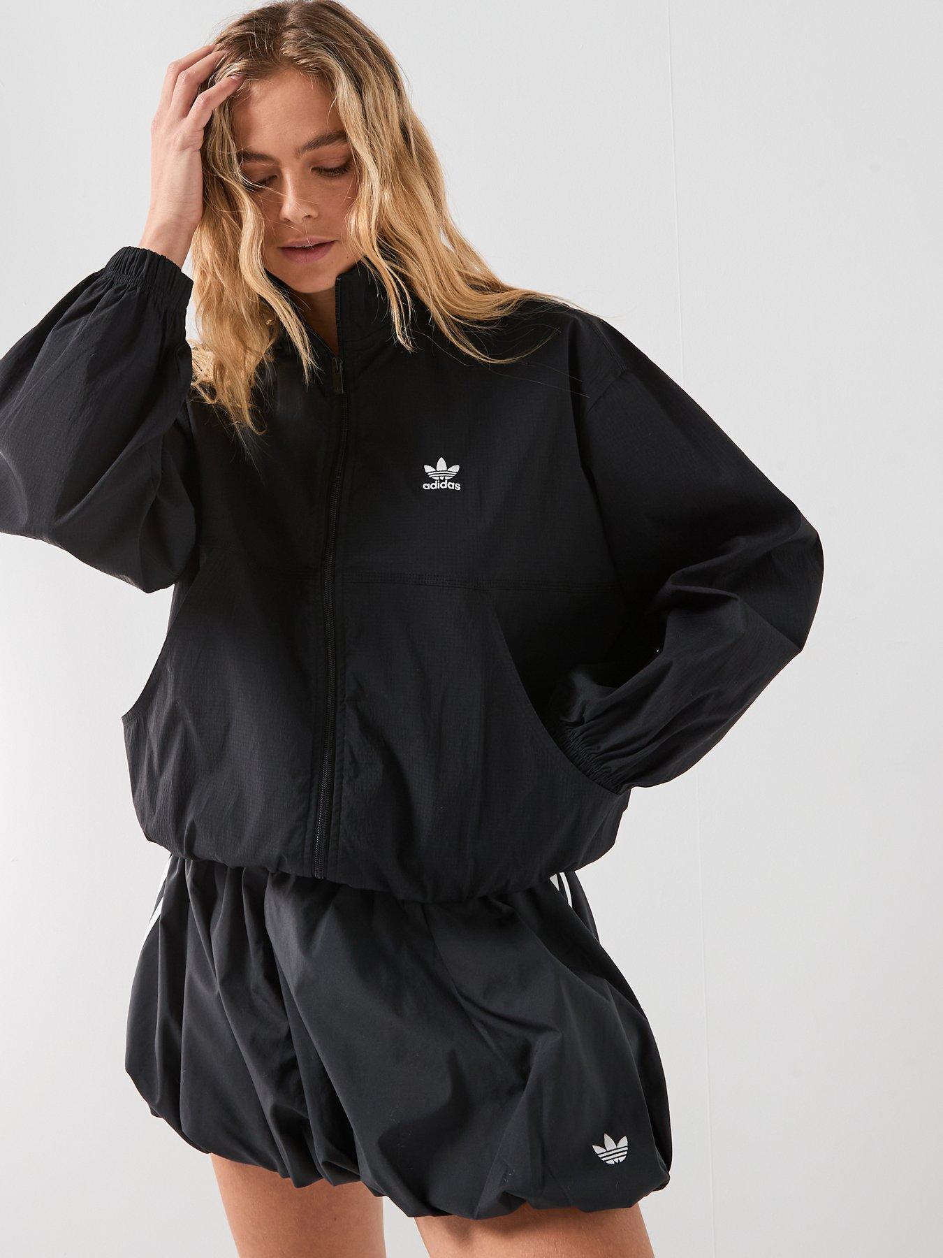 Image 4 of 6 of adidas Originals Womens Essentials Cropped Woven Windbreaker - Black