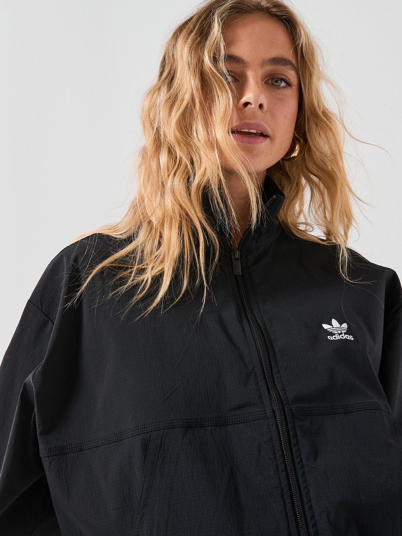 Image 5 of 6 of adidas Originals Womens Essentials Cropped Woven Windbreaker - Black