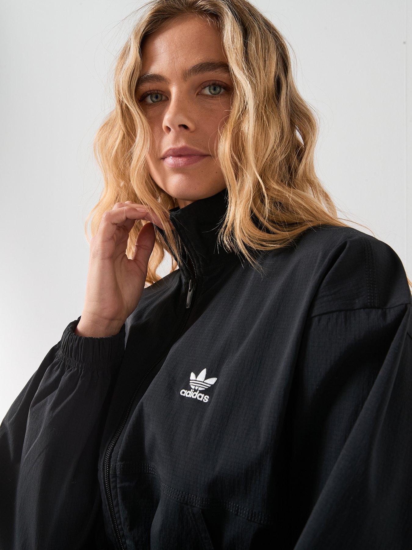 Image 6 of 6 of adidas Originals Womens Essentials Cropped Woven Windbreaker - Black