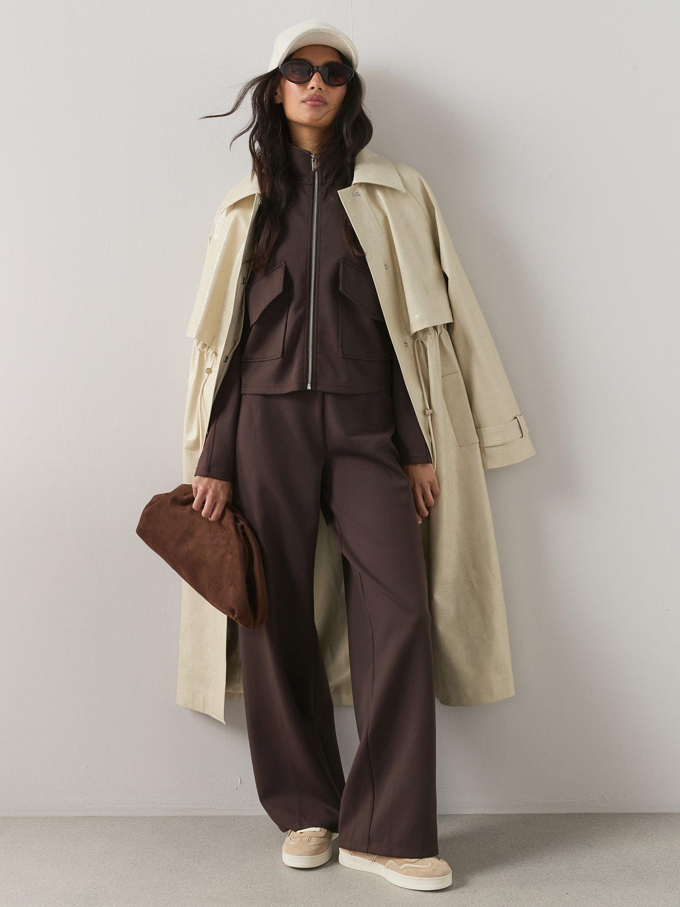  image of the-very-collection-scuba-utility-jacket-co-ord-brown