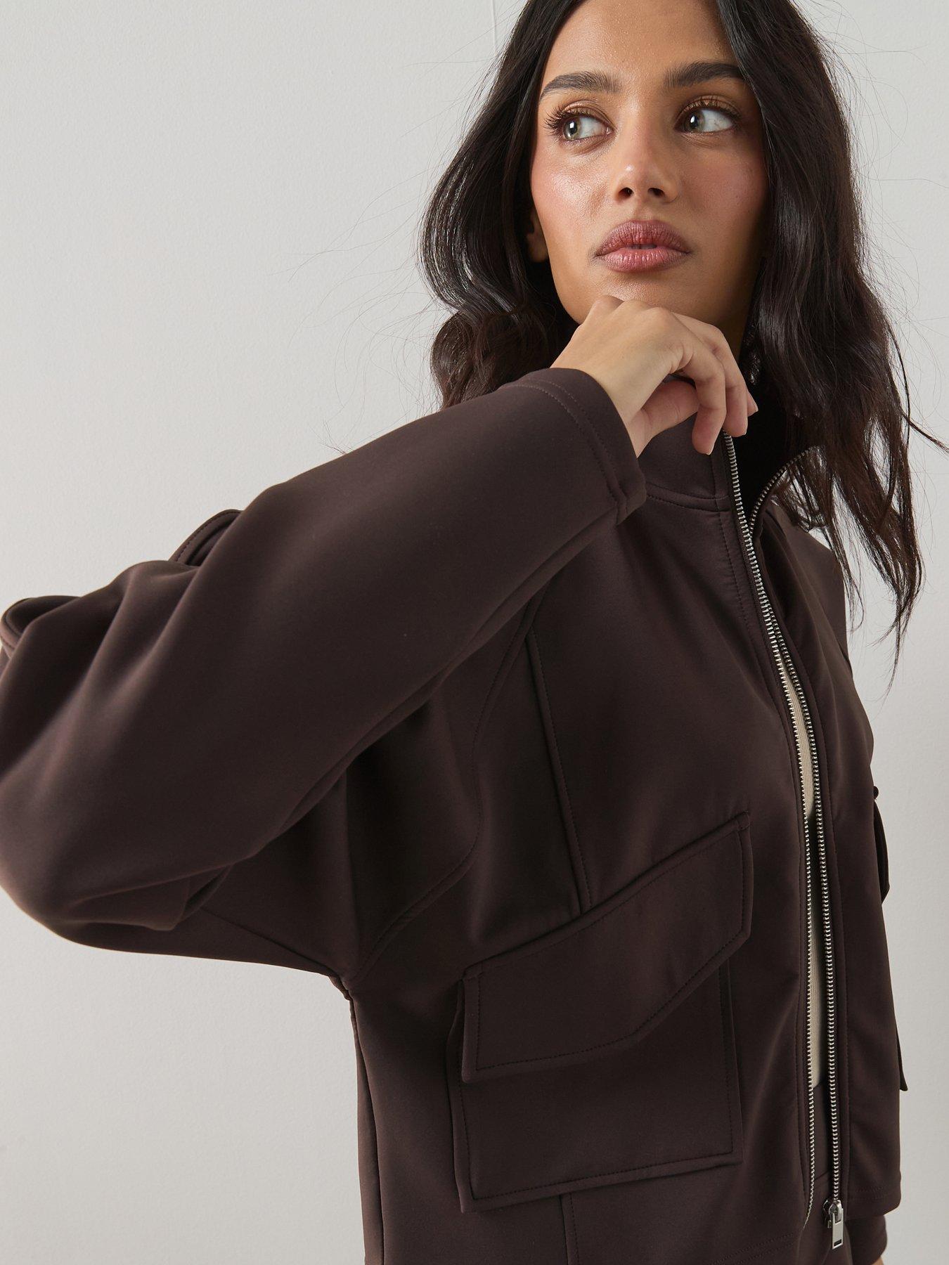  image of the-very-collection-scuba-utility-jacket-co-ord-brown