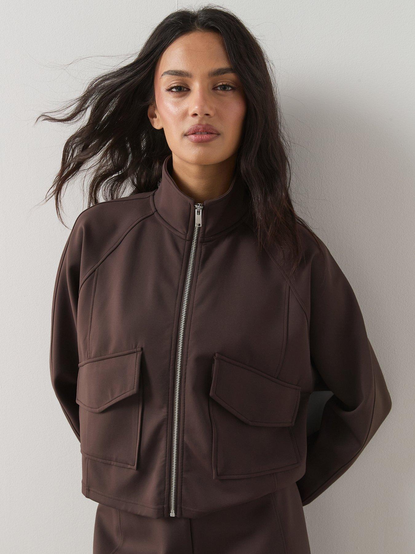  image of the-very-collection-scuba-utility-jacket-co-ord-brown