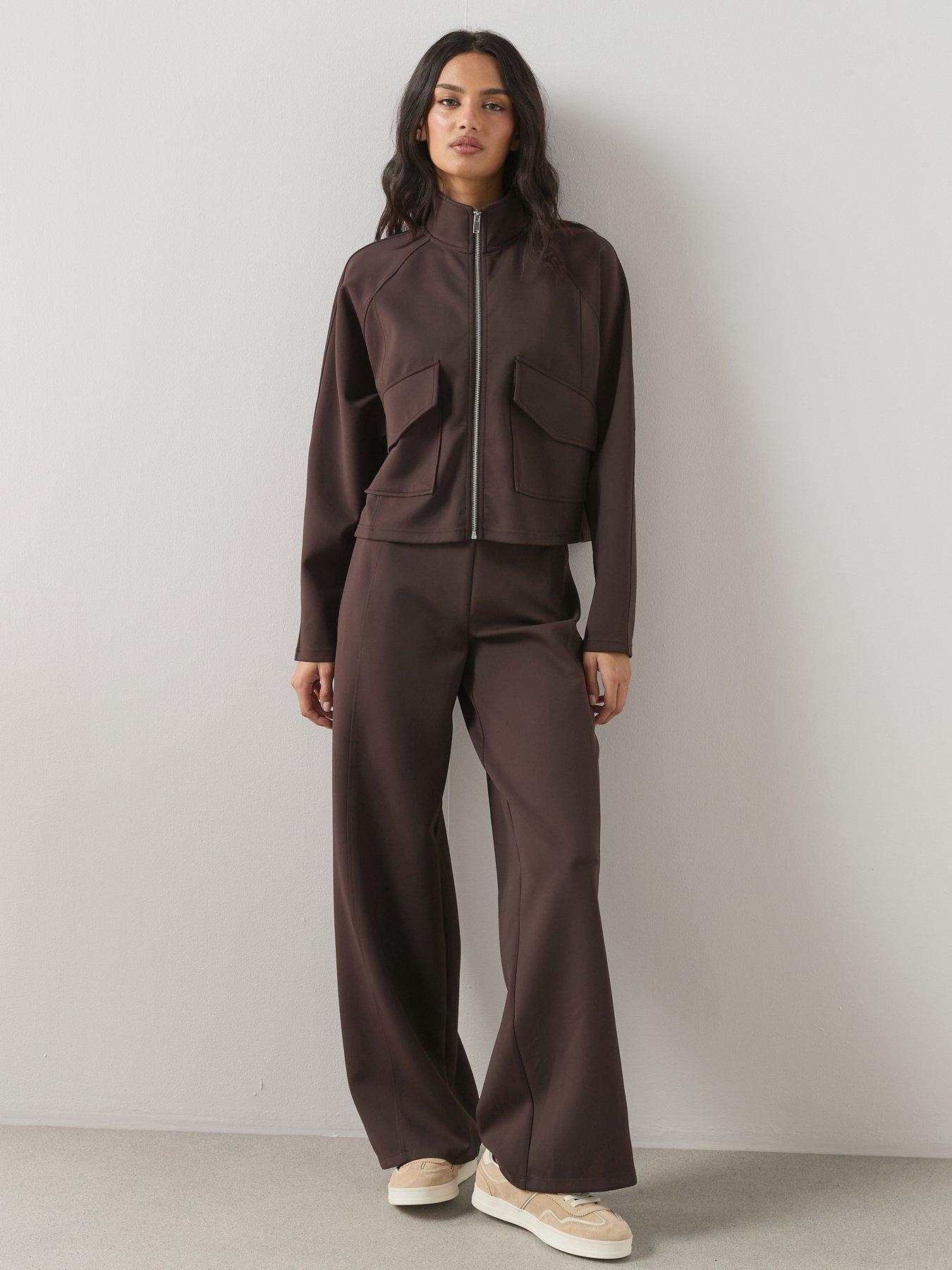  image of the-very-collection-scuba-utility-jacket-co-ord-brown