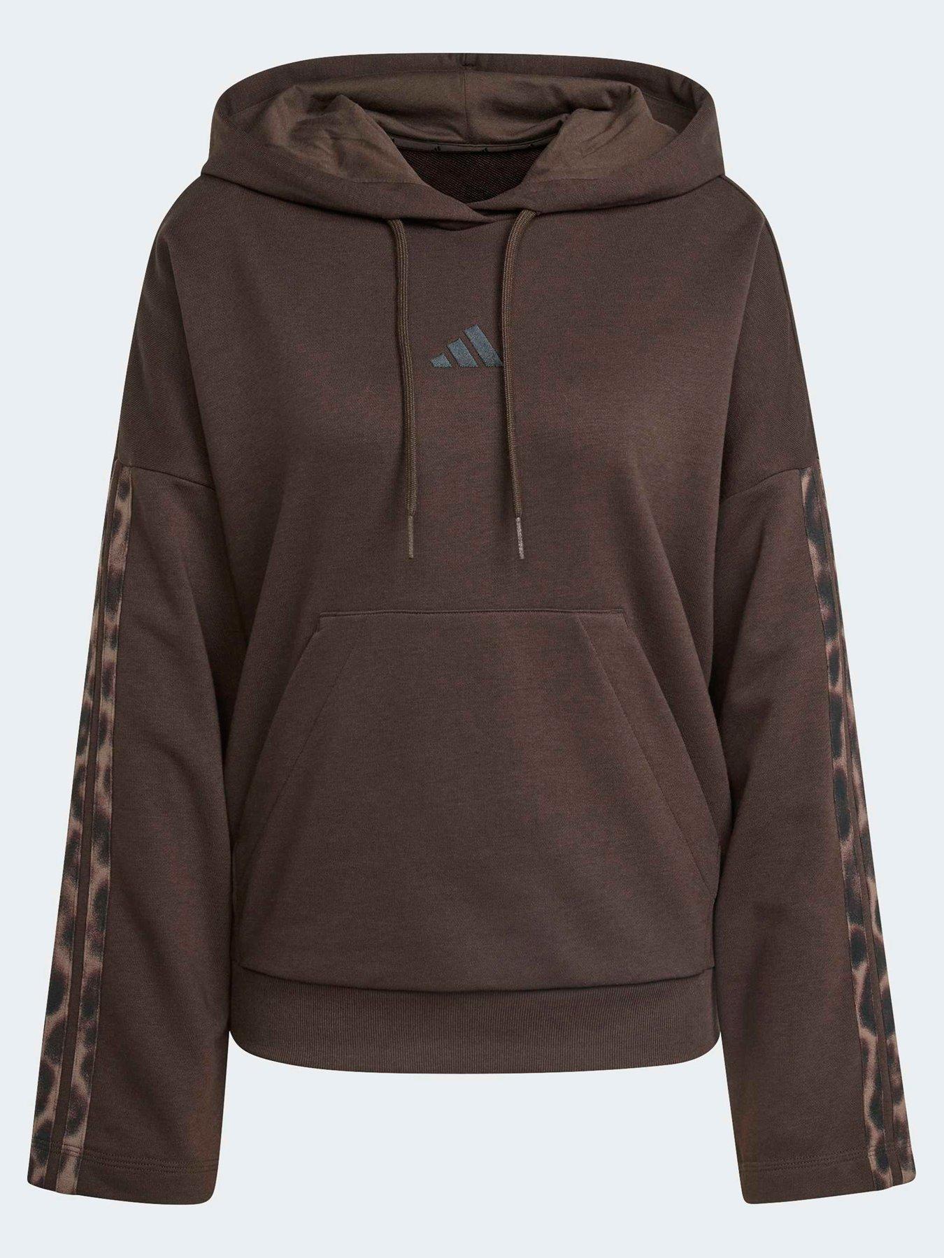 Image 6 of 6 of adidas Sportswear Womens Essentials Leopard Print French Terry Hoodie - Brown