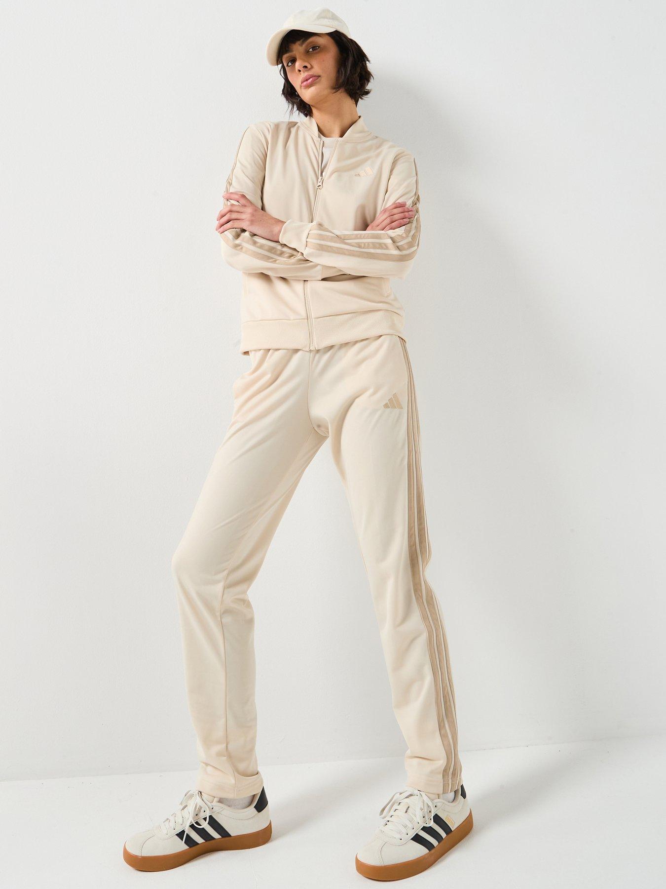 adidas-sportswear-womens-essentials-3-stripes-tracksuit-beige