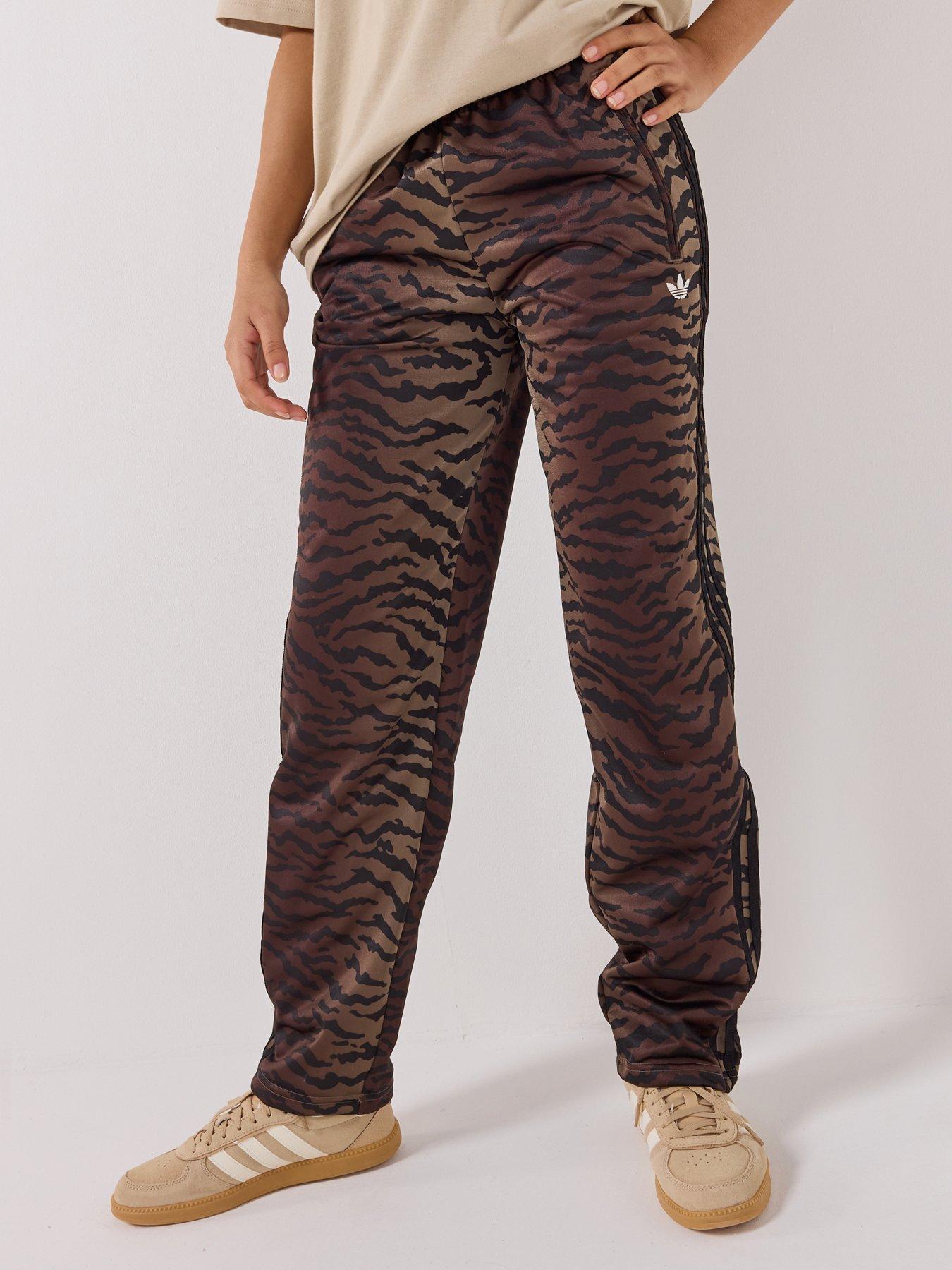 adidas-originals-junior-unisex-firebird-animal-print-track-pants-brown