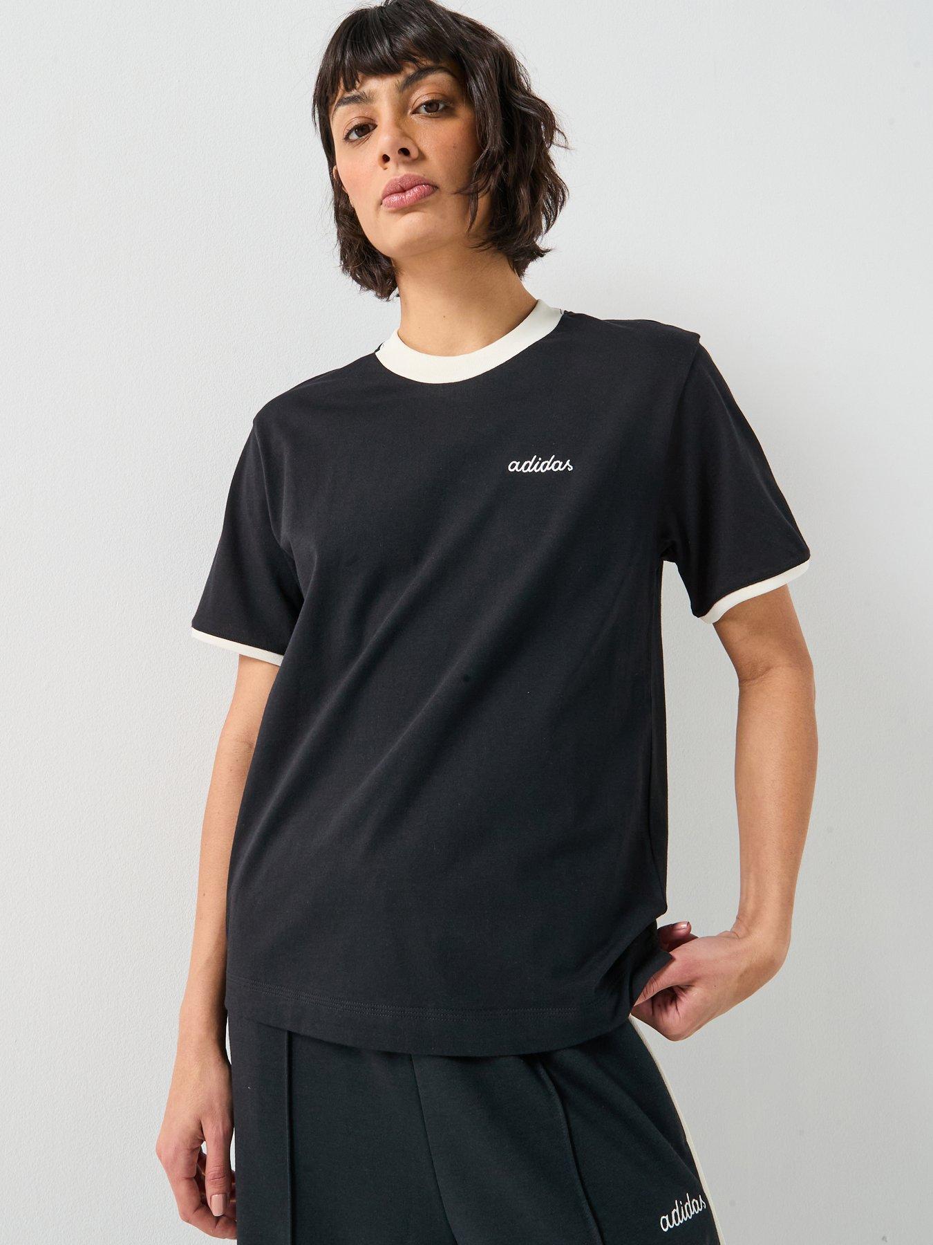 adidas Sportswear Women's Seasonal Essentials Colorpop T-Shirt With Embroidered Graphic - Black
