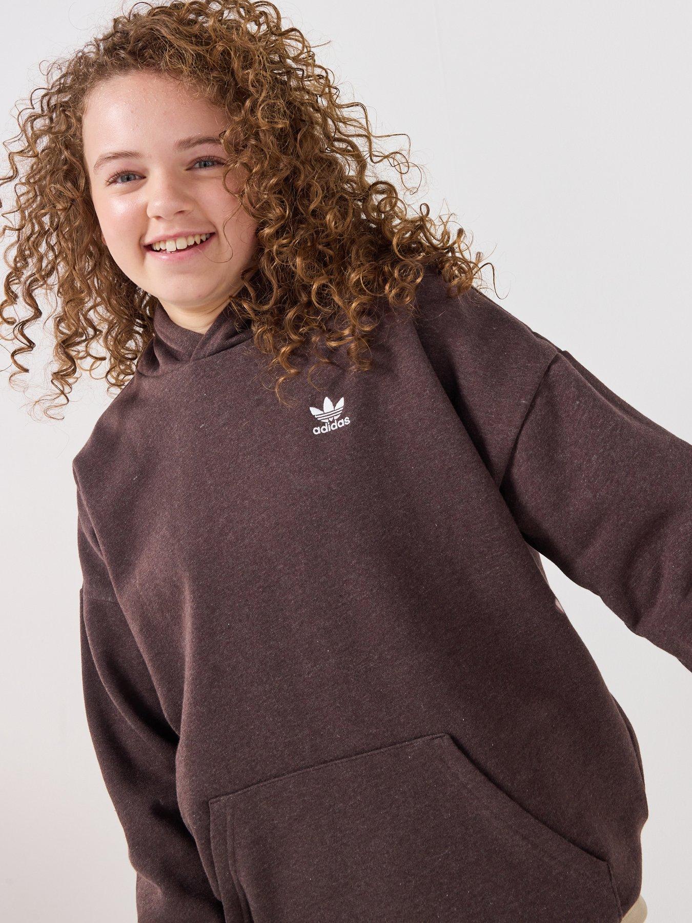 adidas Originals Junior Unisex Loose Fleece Hoodie Kids - Brown