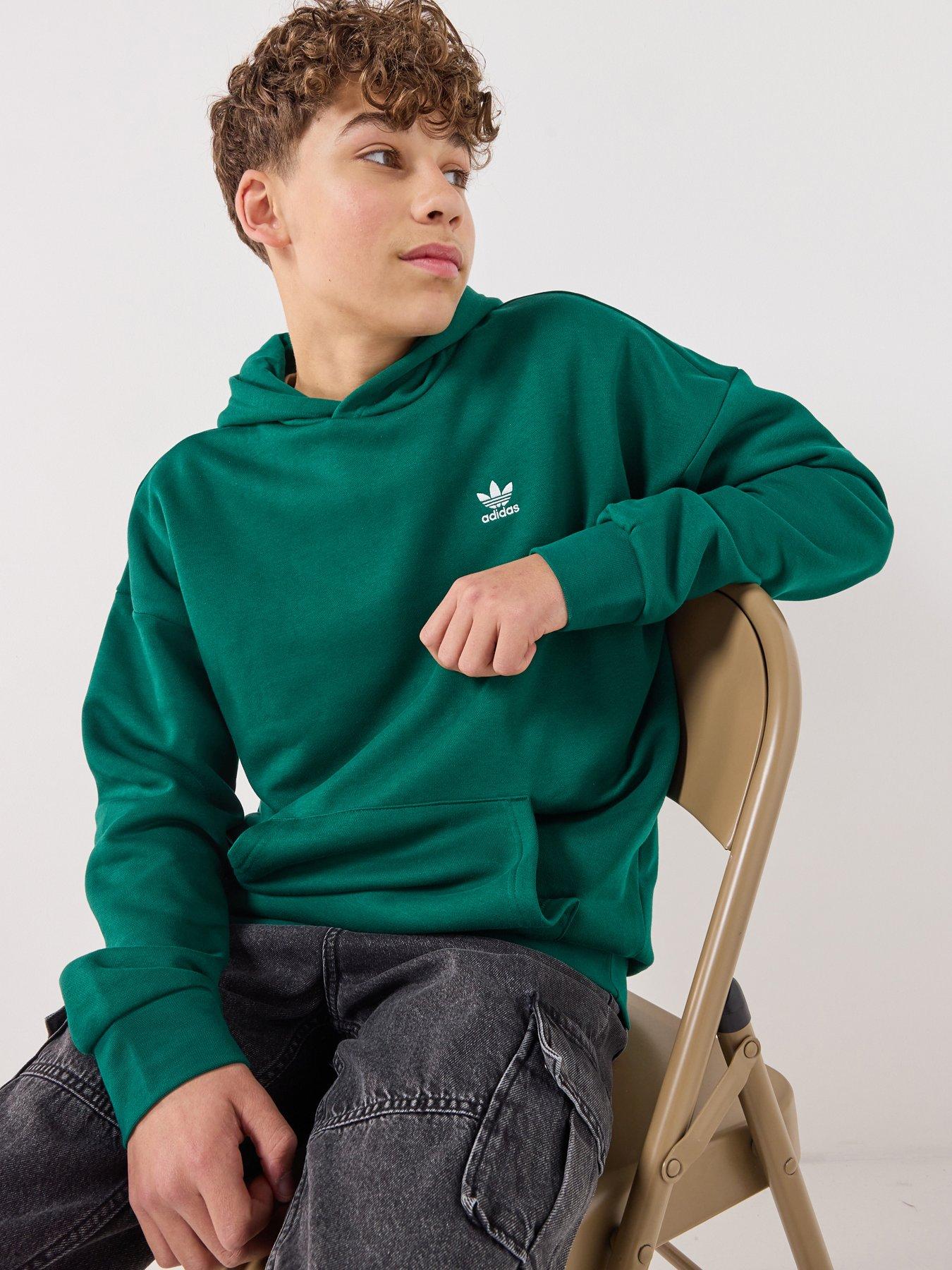 adidas-originals-junior-unisex-loose-fleece-hoodie-kids-green