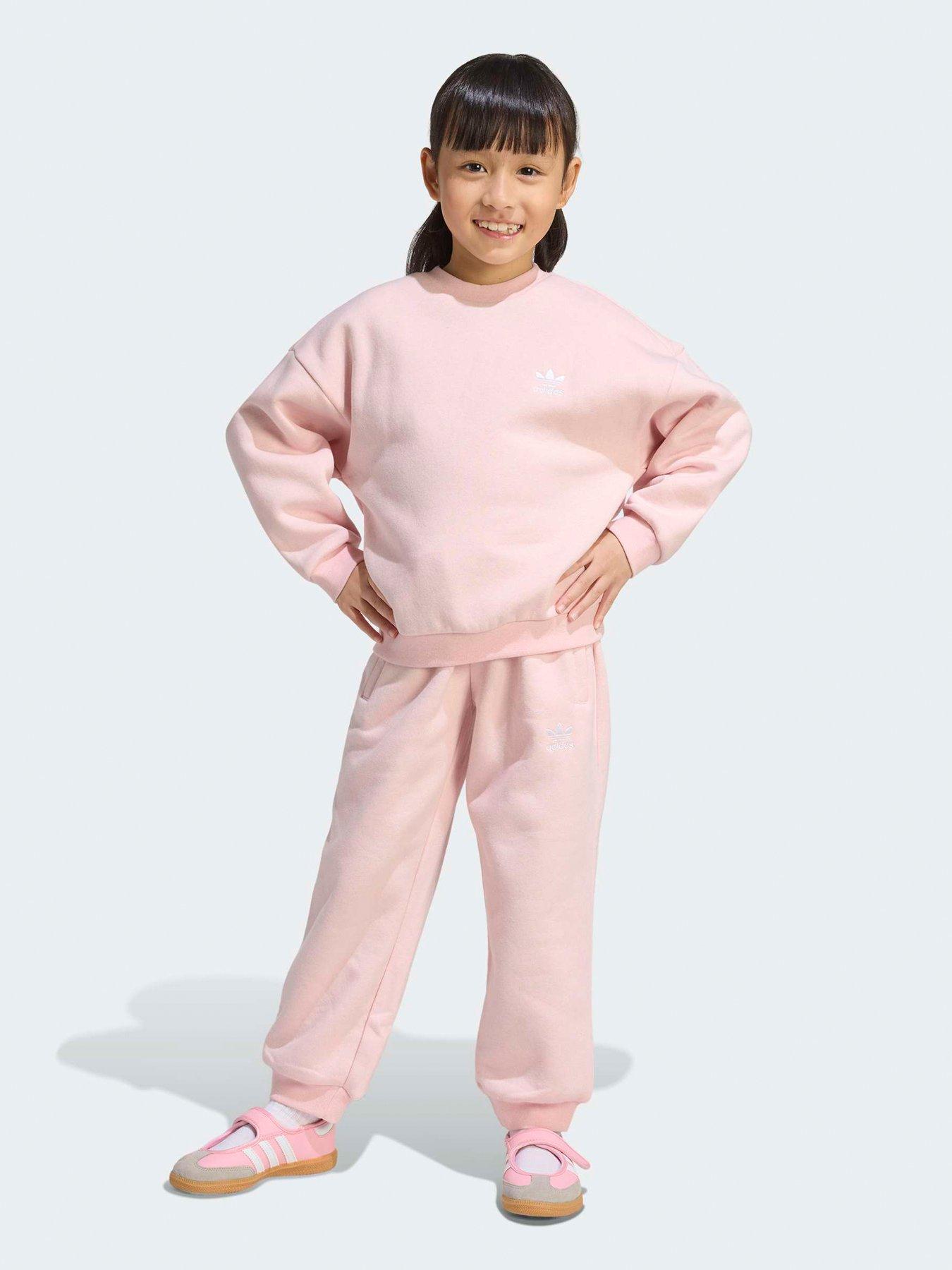 adidas Originals Kids Unisex Loose Crew Jogger Set - Pink