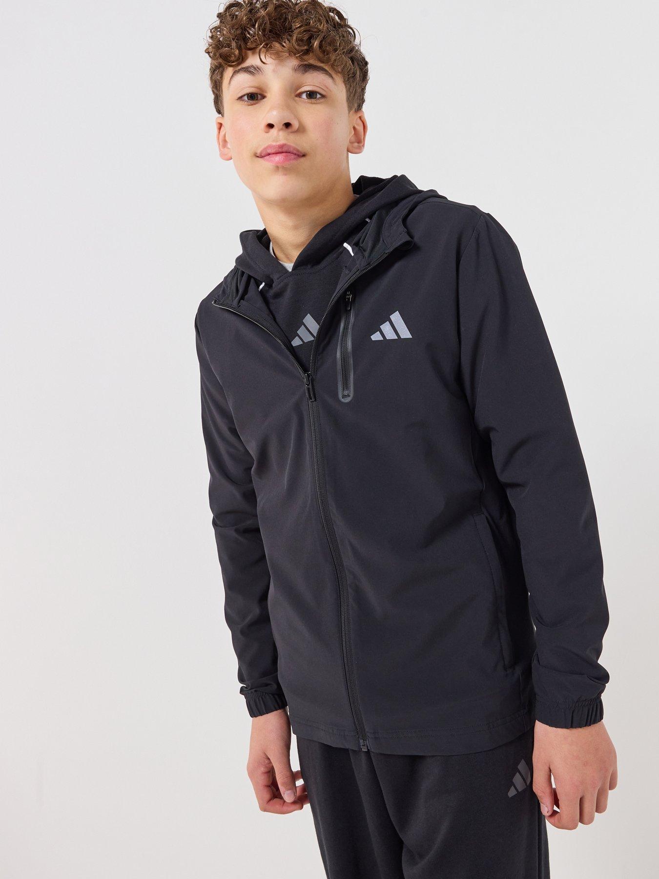 adidas Sportswear Junior Boys Boys Hooded Tech Woven Jacket - Black