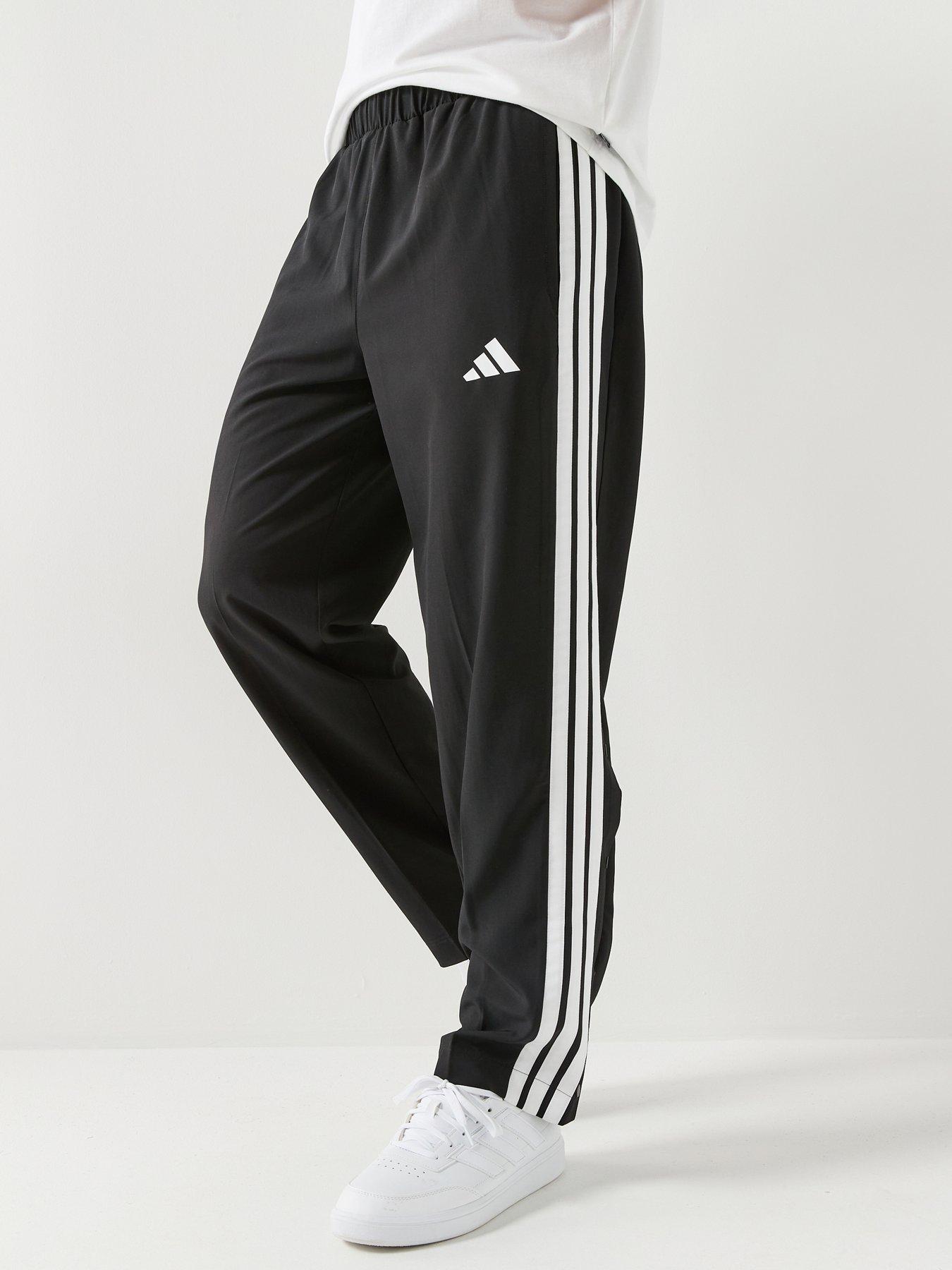 adidas Sportswear Men's 3 Stripes Regular Fit Snap Woven Tracksuit Pants - Black