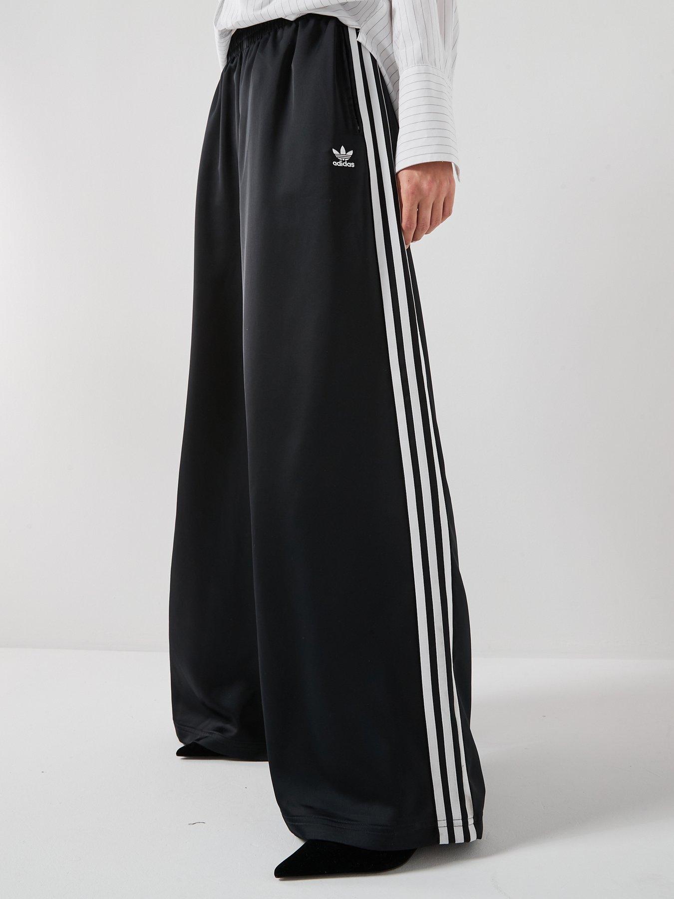 adidas Originals Women's Adicolor Satin Wide Leg Tracksuit Joggers - Black