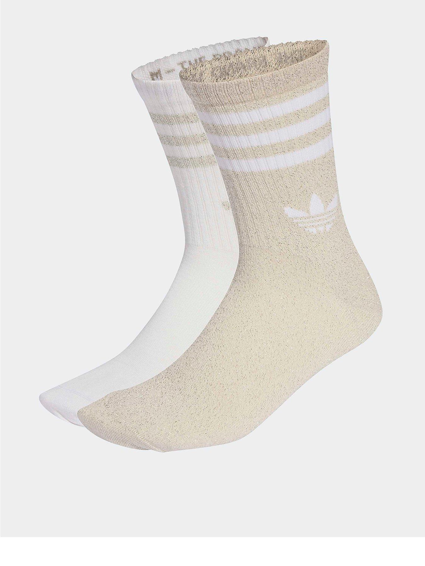 Image 1 of 4 of adidas Originals Unisex 3 Stripe Glitter Crew Socks 2 Pack - Multi