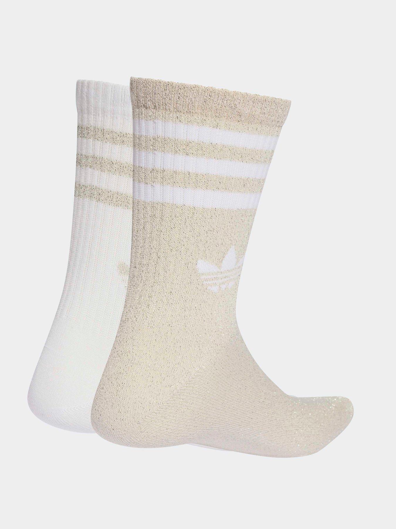 Image 2 of 4 of adidas Originals Unisex 3 Stripe Glitter Crew Socks 2 Pack - Multi
